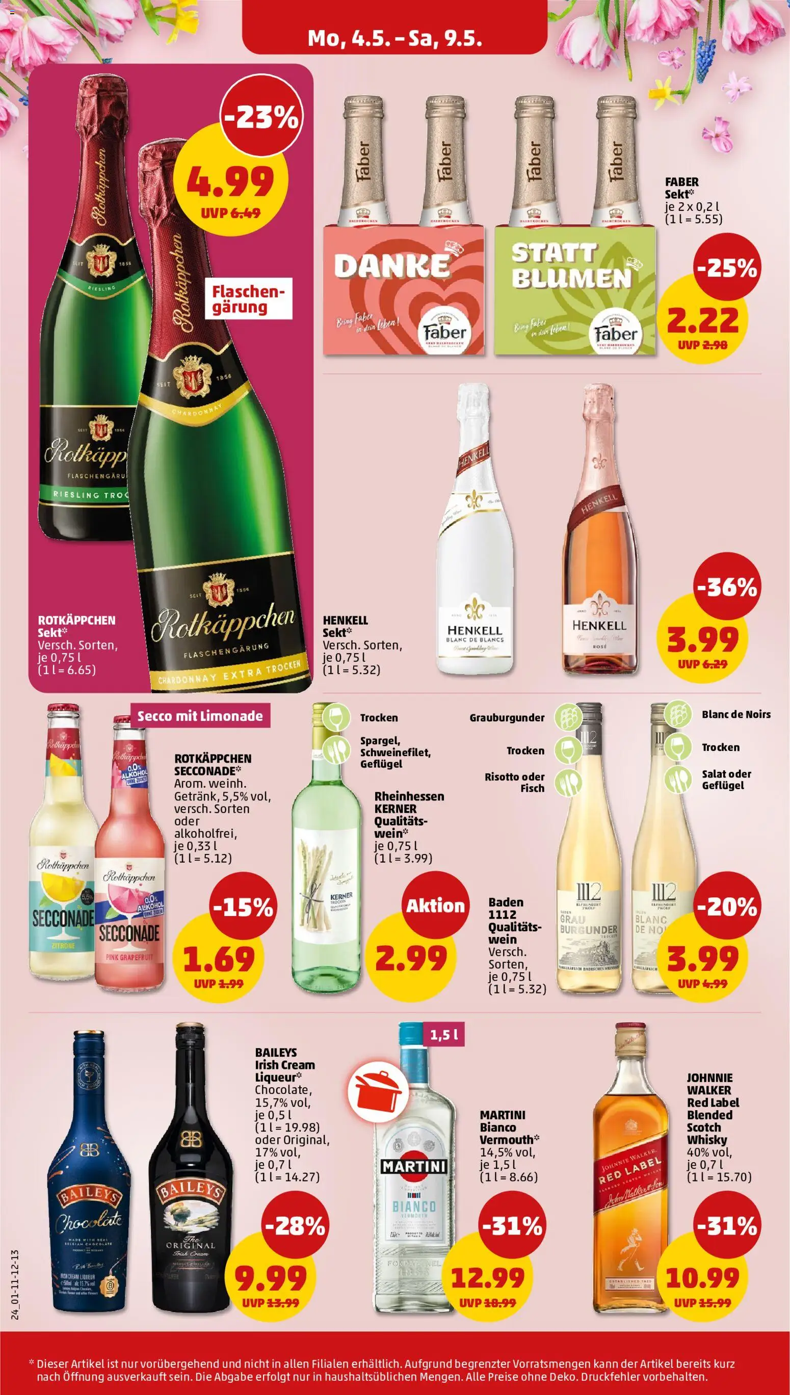 Penny Prospekt 	 – gültig ab 04.05.2026 | Seite: 28 | Produkte: Blumen, Fisch, Baileys, Rotkäppchen