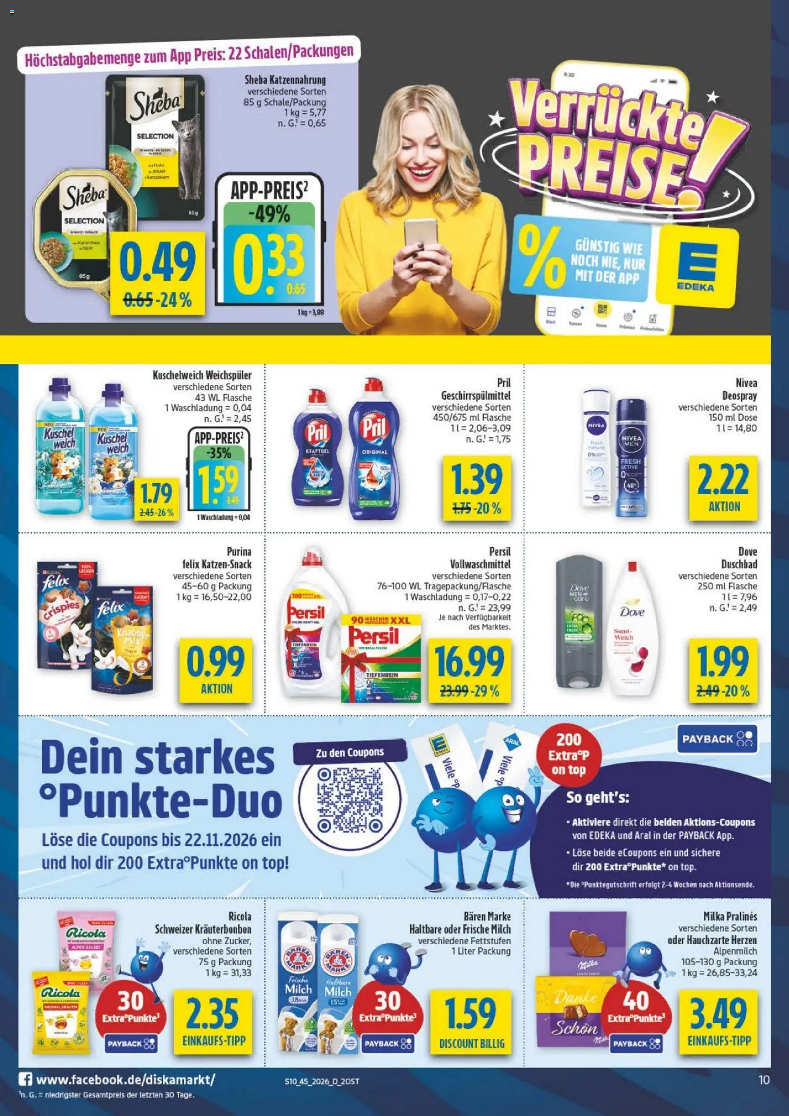 Diska Prospekt – gültig ab 02.11.2026 | Seite: 10 | Produkte: Kuschelweich, Geschirrspülmittel, Deospray, Persil
