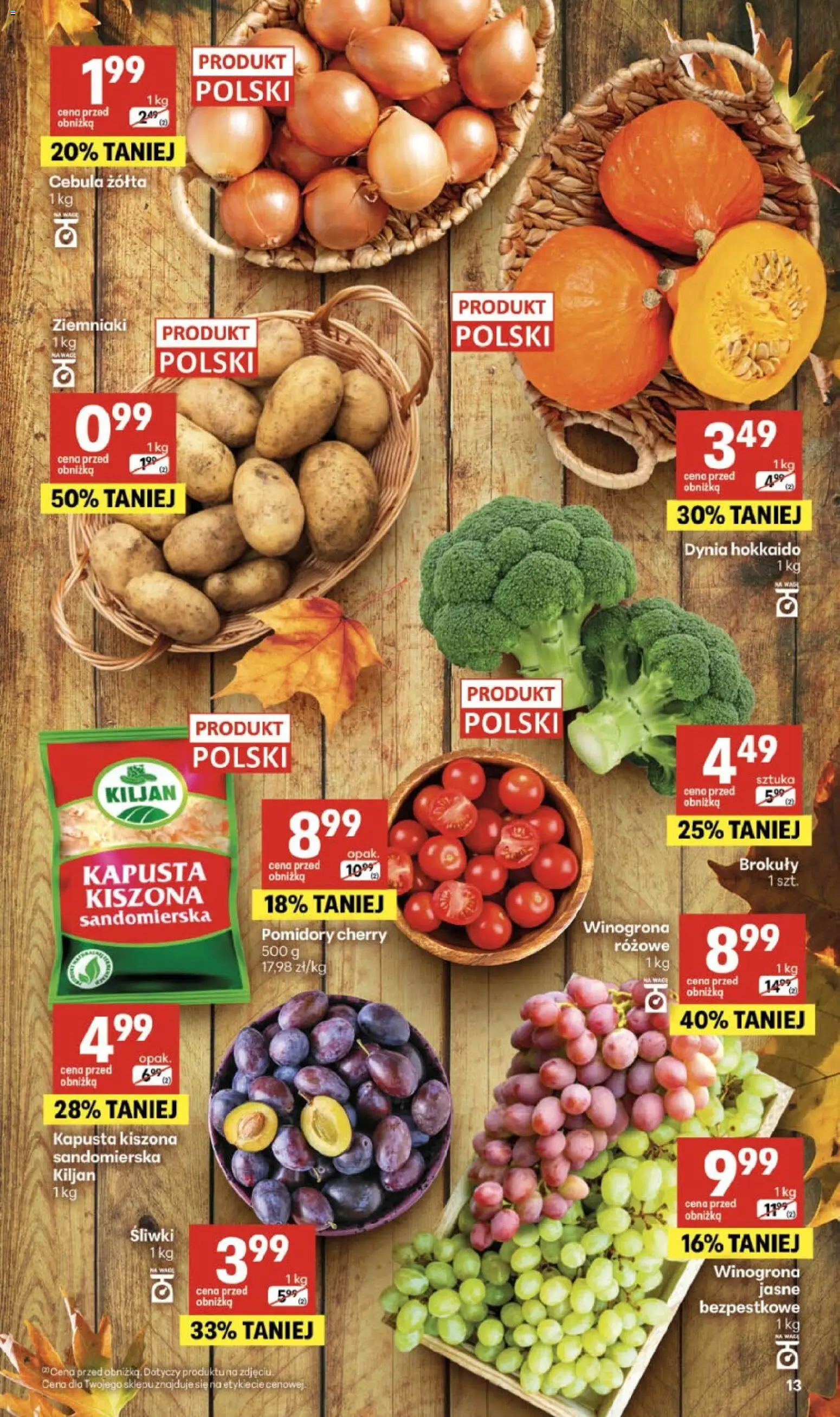 Delikatesy Centrum gazetka od 10.09.2026 | Strona: 13 | Produkty: Dynia, Winogrona, Kapusta kiszona, Brokuły