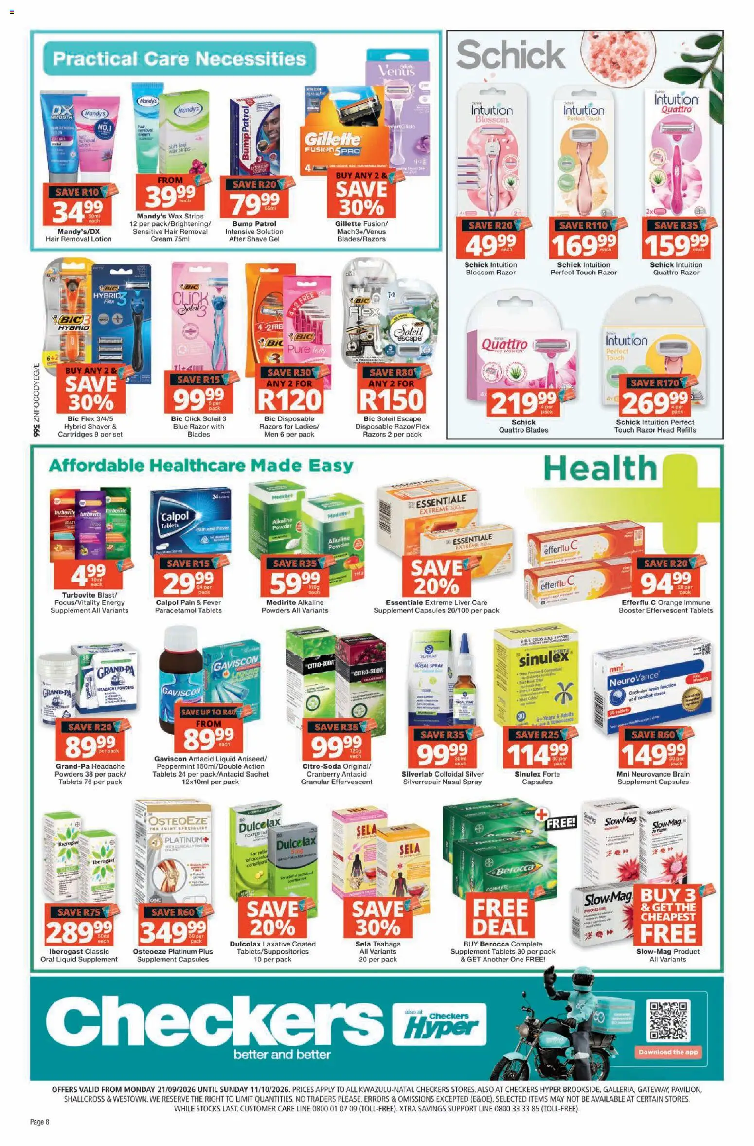 New Checkers catalogue – valid from 21/09/2026 | Page: 8 | Products: Wax, Cream, Nasal spray, Lotion