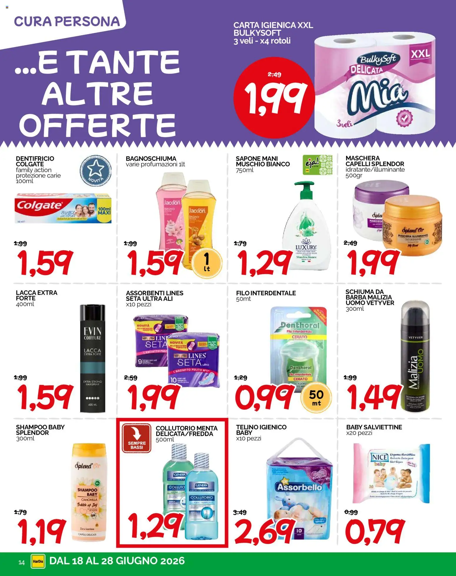 Volantino HarDis del 18.06.2026 | Pagina: 14 | Prodotti: Illuminante, Shampoo, Lacca, Menta