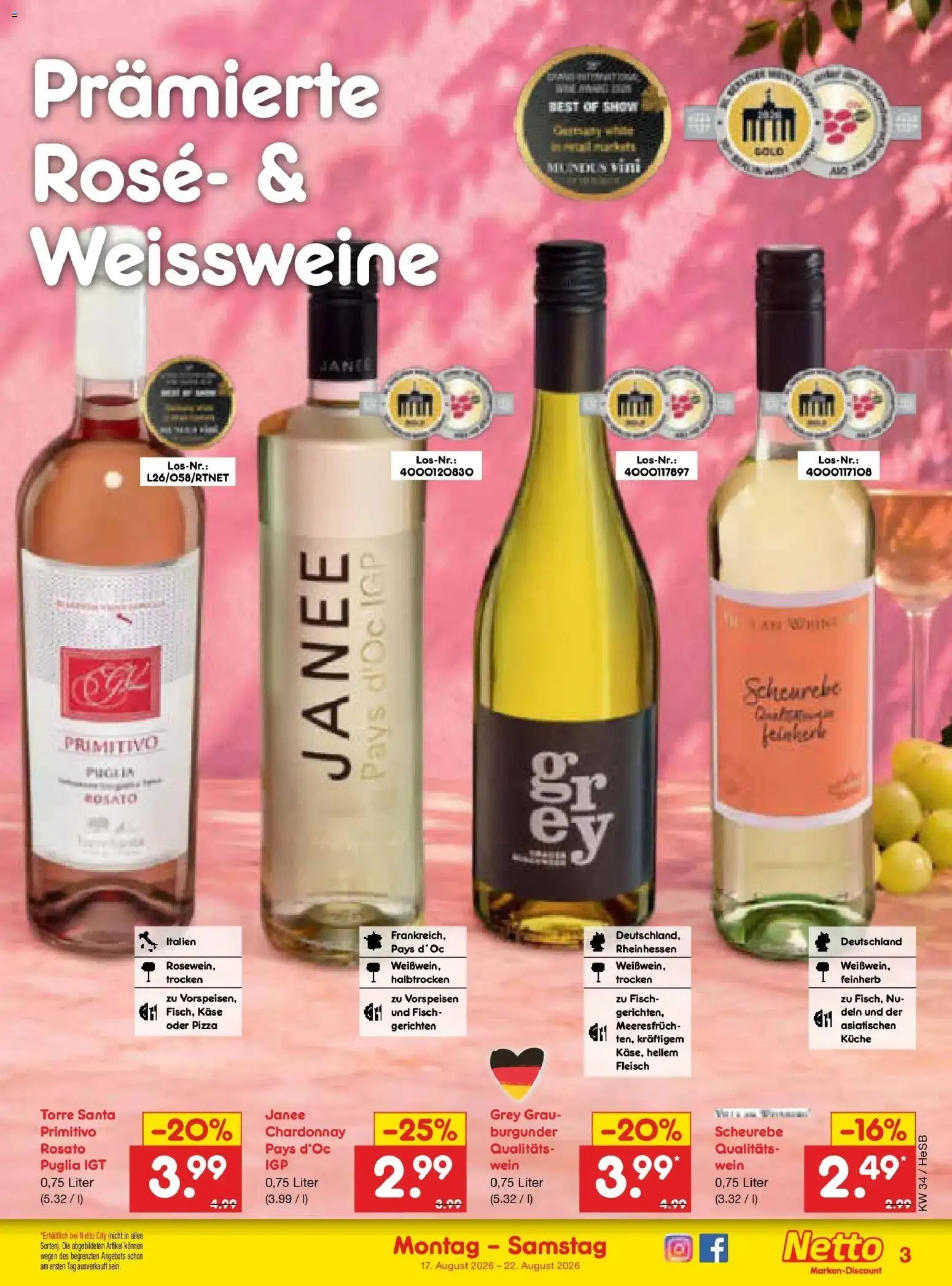 Netto Marken-Discount Prospekt Hamburg – gültig ab 17.08.2026 | Seite: 47 | Produkte: Küche, Pizza, Wein, Fleisch