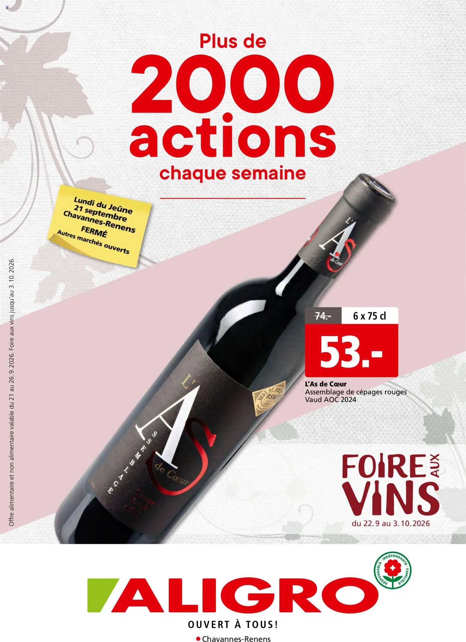 Aligro aktionen Foire aux vins Chavannes – gültig ab 22.09.2026 | Seite: 1