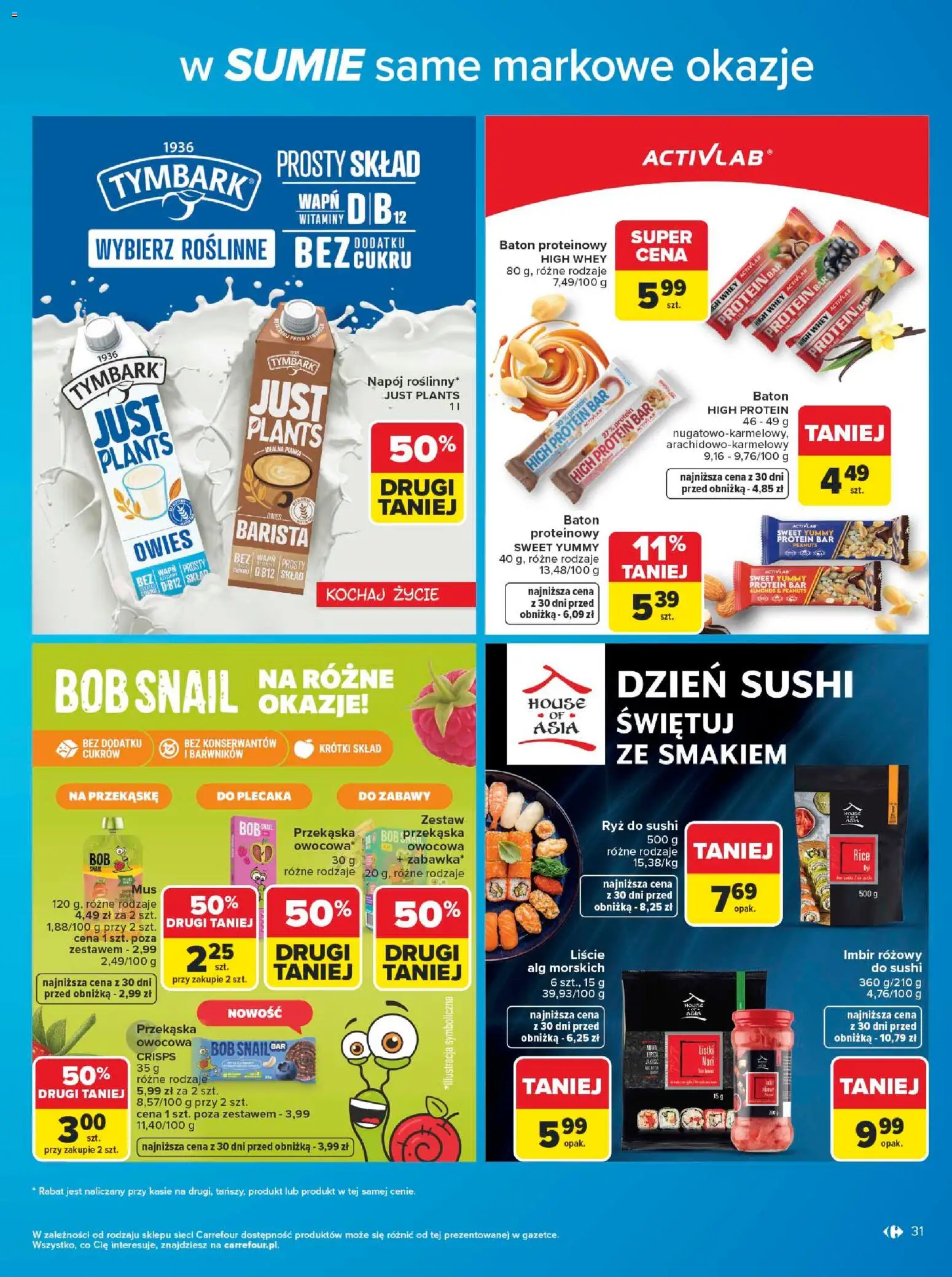 Carrefour gazetka - W sumie same markowe okazje od 08.06.2026 | Strona: 31 | Produkty: Nori, Bób, Sushi, Ryż