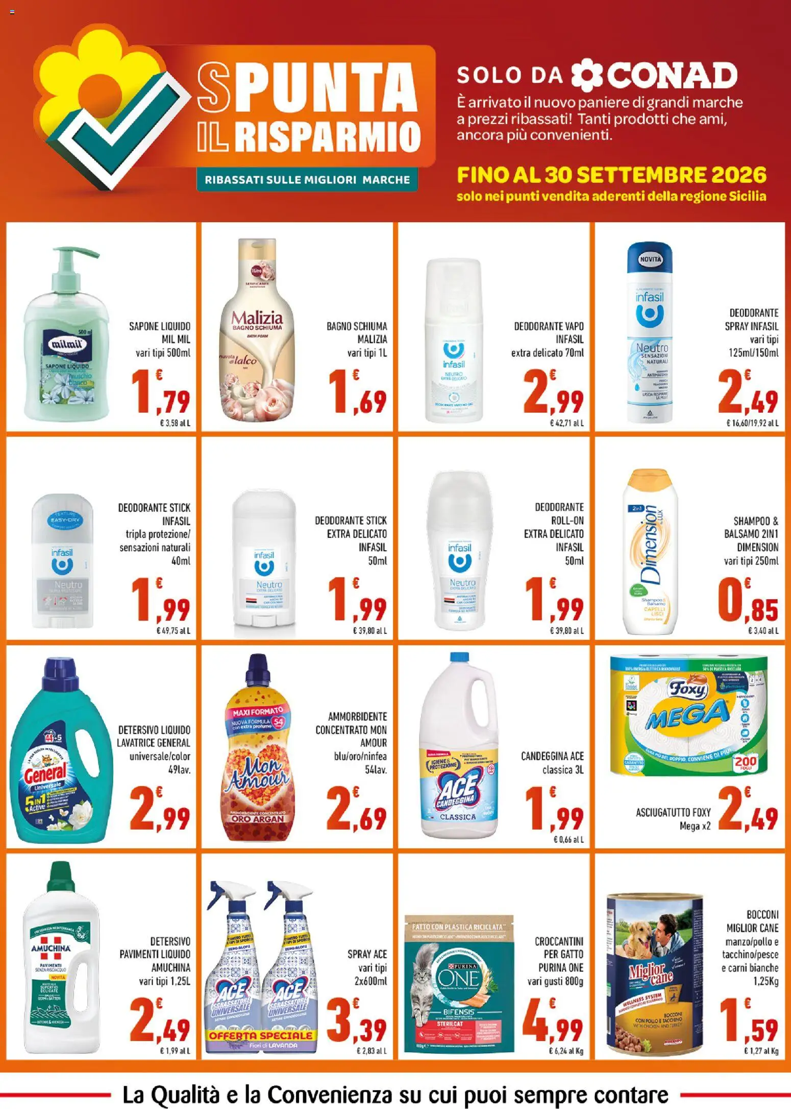 Volantino Conad del 01/08/2026 | Pagina: 7 | Prodotti: Shampoo, Pollo, Sgrassatore, Lavatrice