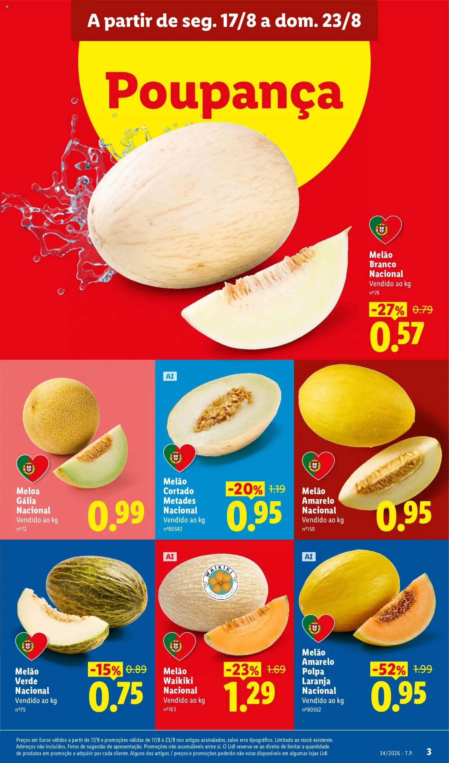 Lidl folheto │ válido de 17/08/2026 | Página: 3 | Produtos: Melão amarelo, Melão