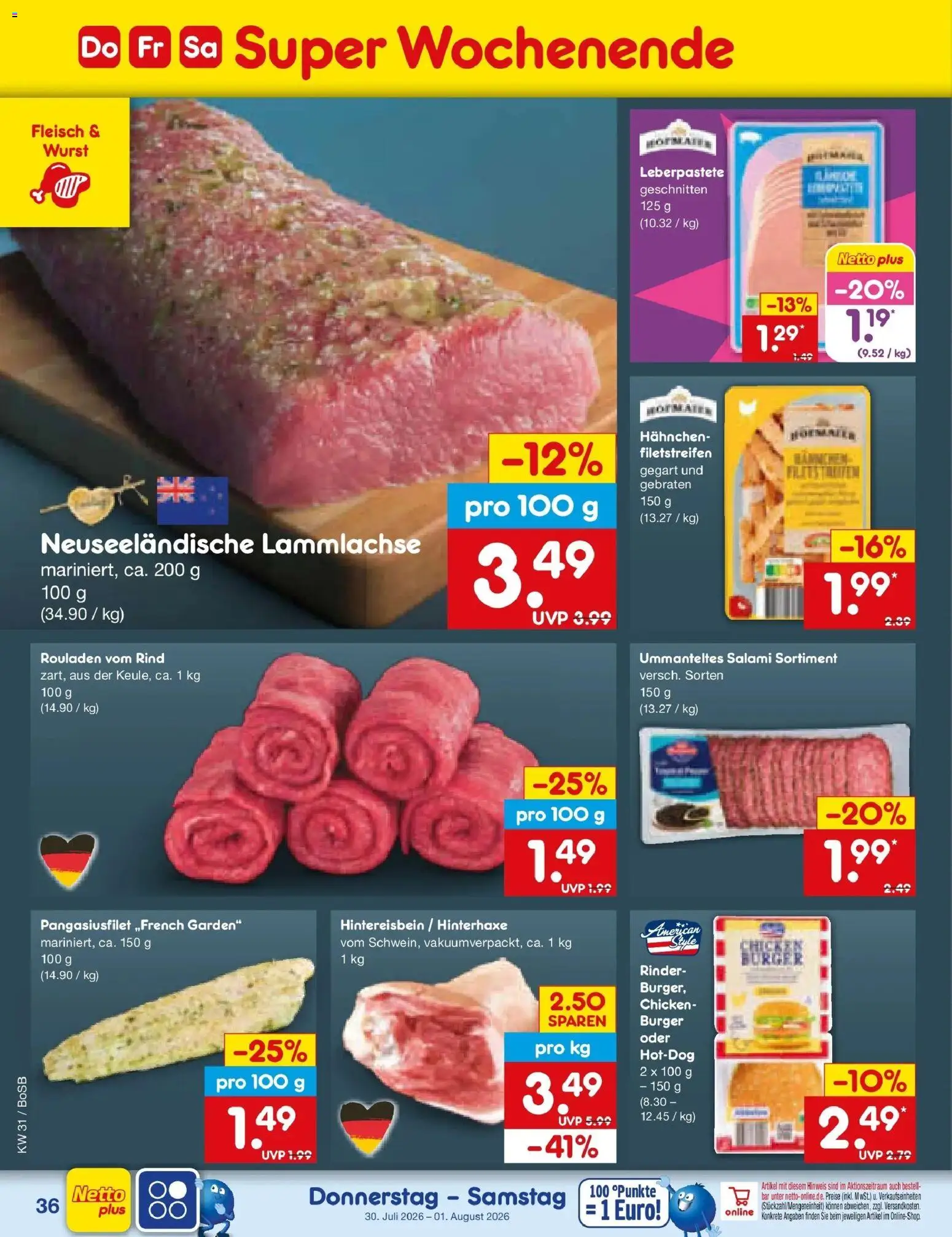 Netto Marken-Discount Prospekt Bochum – gültig ab 27.07.2026 | Seite: 53 | Produkte: Hahnchen, Burger, Salami, Fleisch