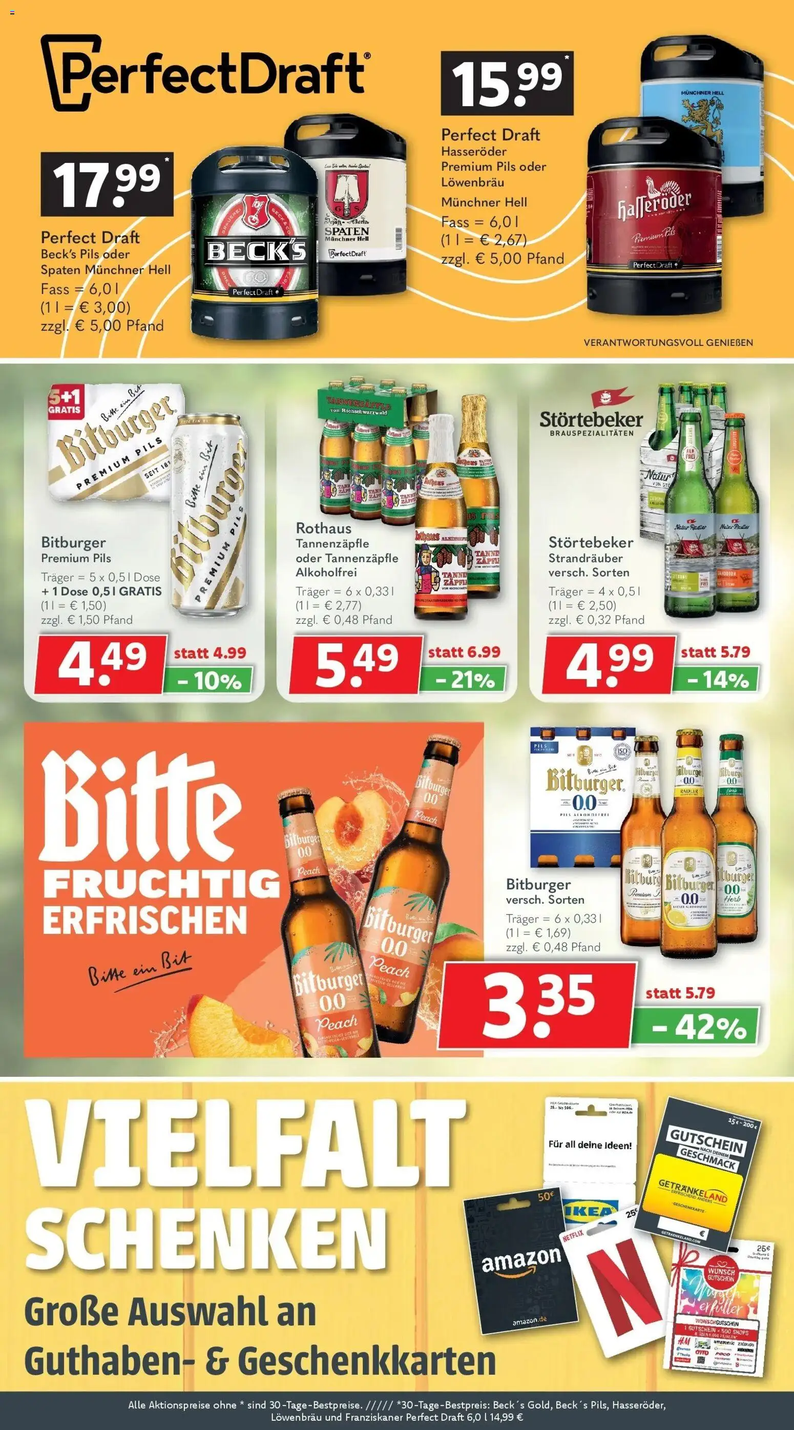 Getränkeland Prospekt Neustrelitz (ab 17.08.2026) zum Blättern | Seite: 4 | Produkte: Bitburger, Franziskaner, Burger, Hasseröder