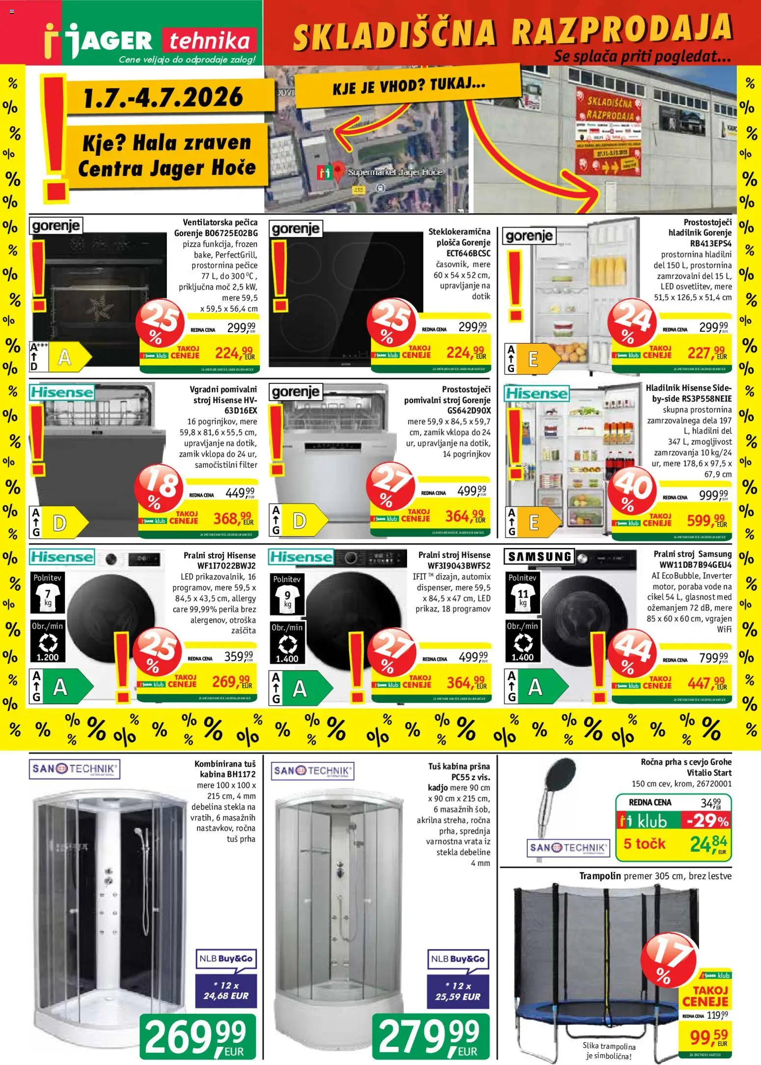 Novi Jager katalog ponudbe – veljaven od 01.07.2026 | Stran: 14 | Izdelki: Trampolin, Prha, Tuš kabina, Vrata