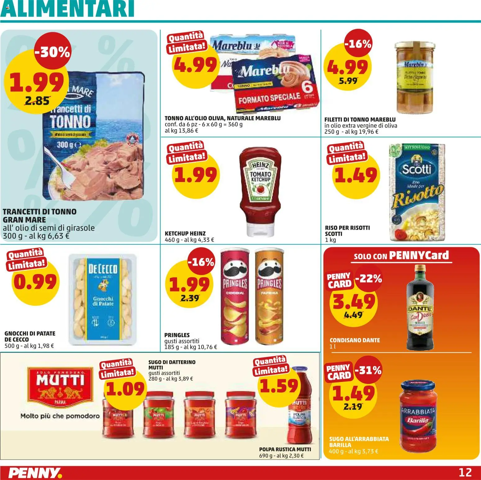 Volantino PENNY del 10/09/2026 | Pagina: 12 | Prodotti: De Cecco, Olio extra vergine, Mutti, Gnocchi di patate