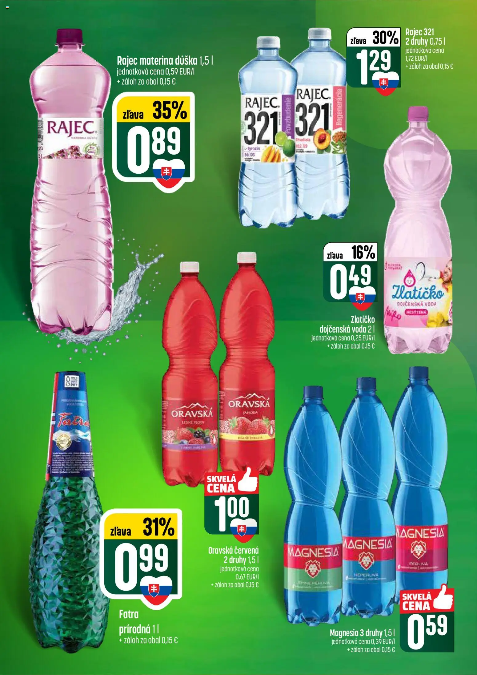 Nové COOP Jednota akcie – leták je platný od 04.06.2026 | Strana: 50 | Produkty: Rajec, Magnesia, Voda, Fatra