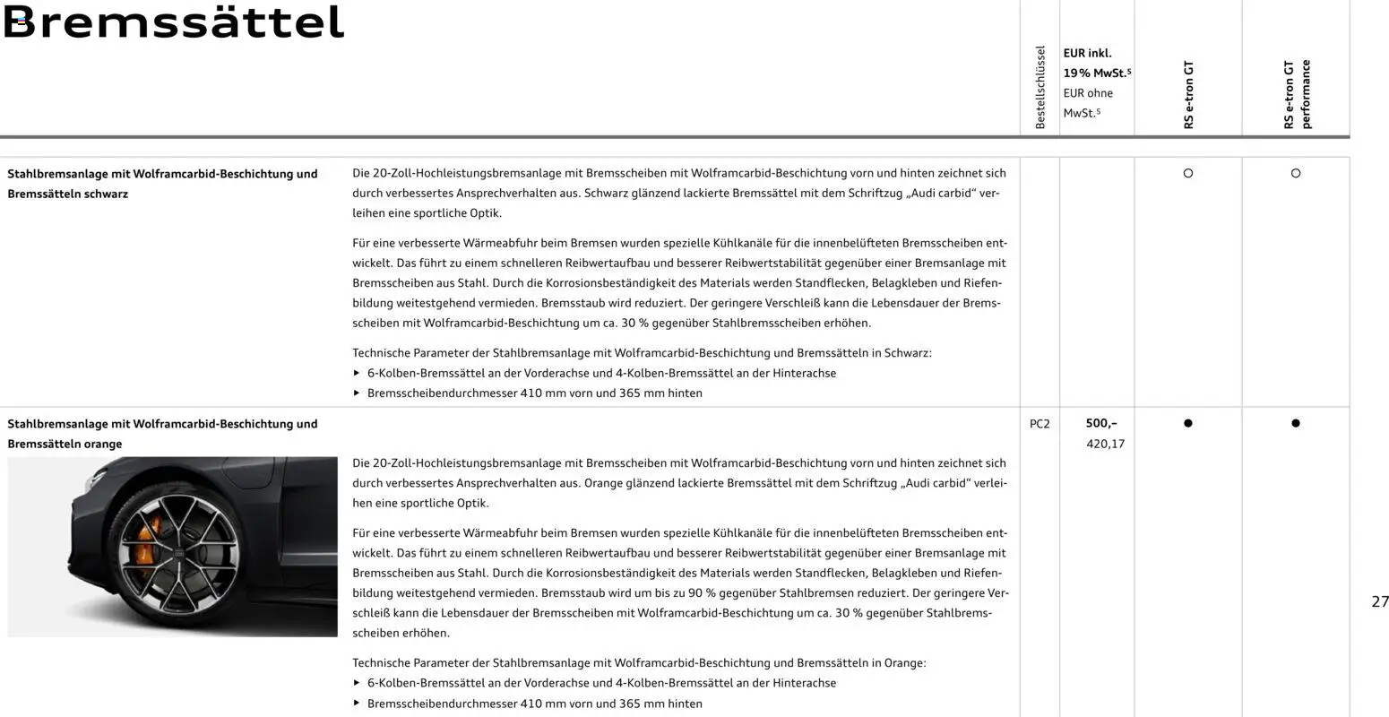 Audi  RS e-tron GT / RS e-tron GT performance – gültig ab 28.10.2025 | Seite: 27