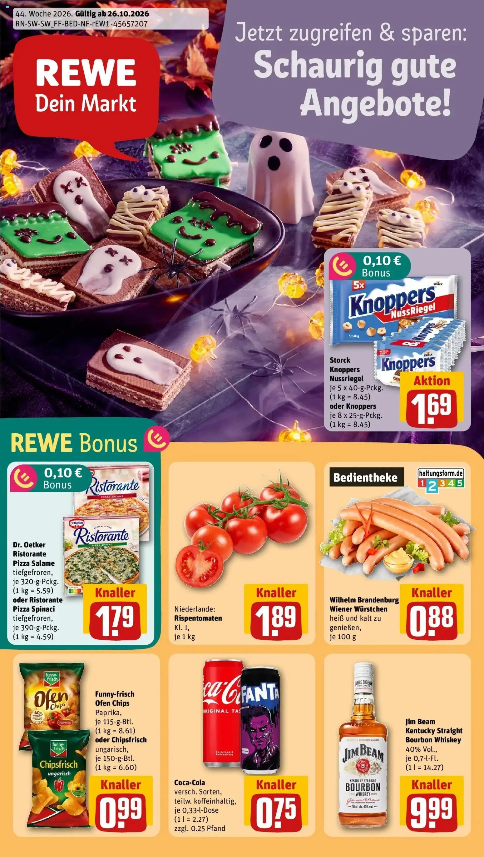 REWE Prospekt ab 26.10.2026 zum Blättern » Angebote | Seite: 1 | Produkte: Ristorante, Funny frisch, Pizza, Whiskey