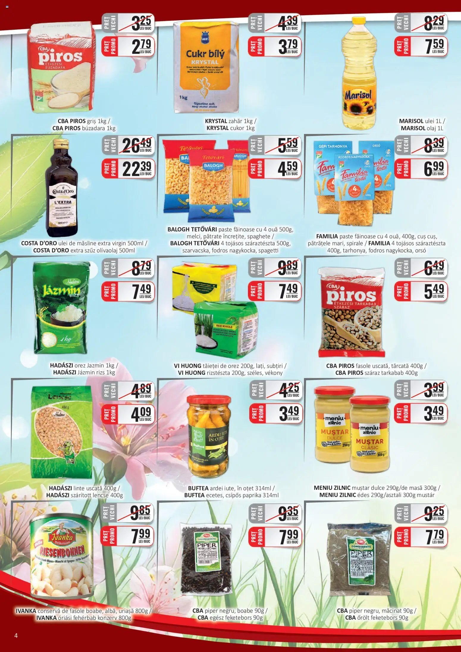 Noul catalog CBA – valabil de la 16.05.2026 | Pagină: 4 | Produse: Măsline, Ardei, Paste, Zahăr