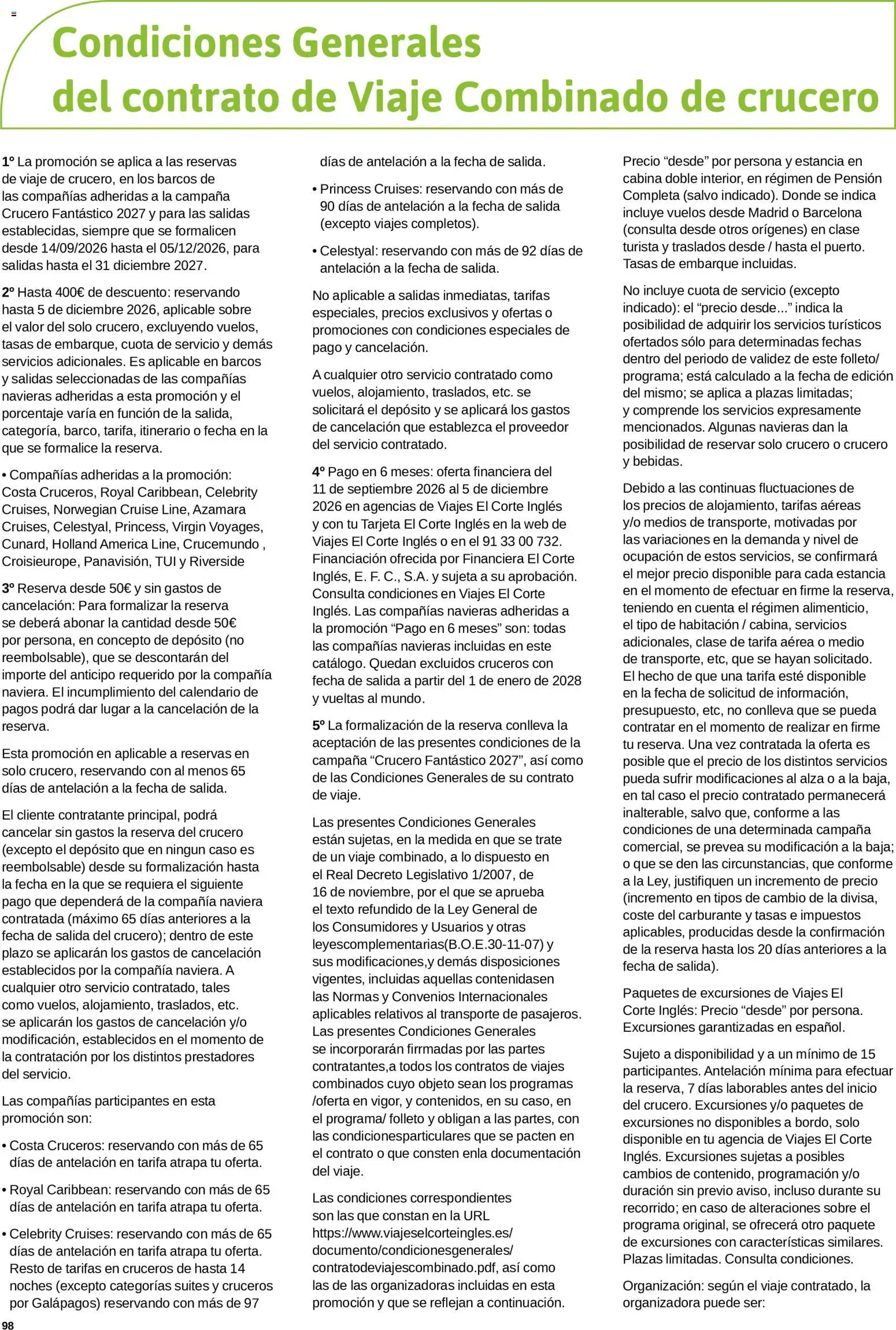 Viajes El Corte Inglés Crucero fantástico │ válido desde el 14/09/2026 | Página: 98 | Productos: General