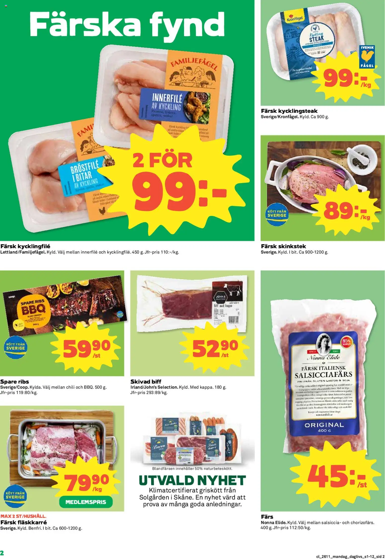 Coop Forum reklamblad aktuell från 09.03.2026 | Sida: 2 | Produkter: Bacon, Kycklingfile, Soja, Chili