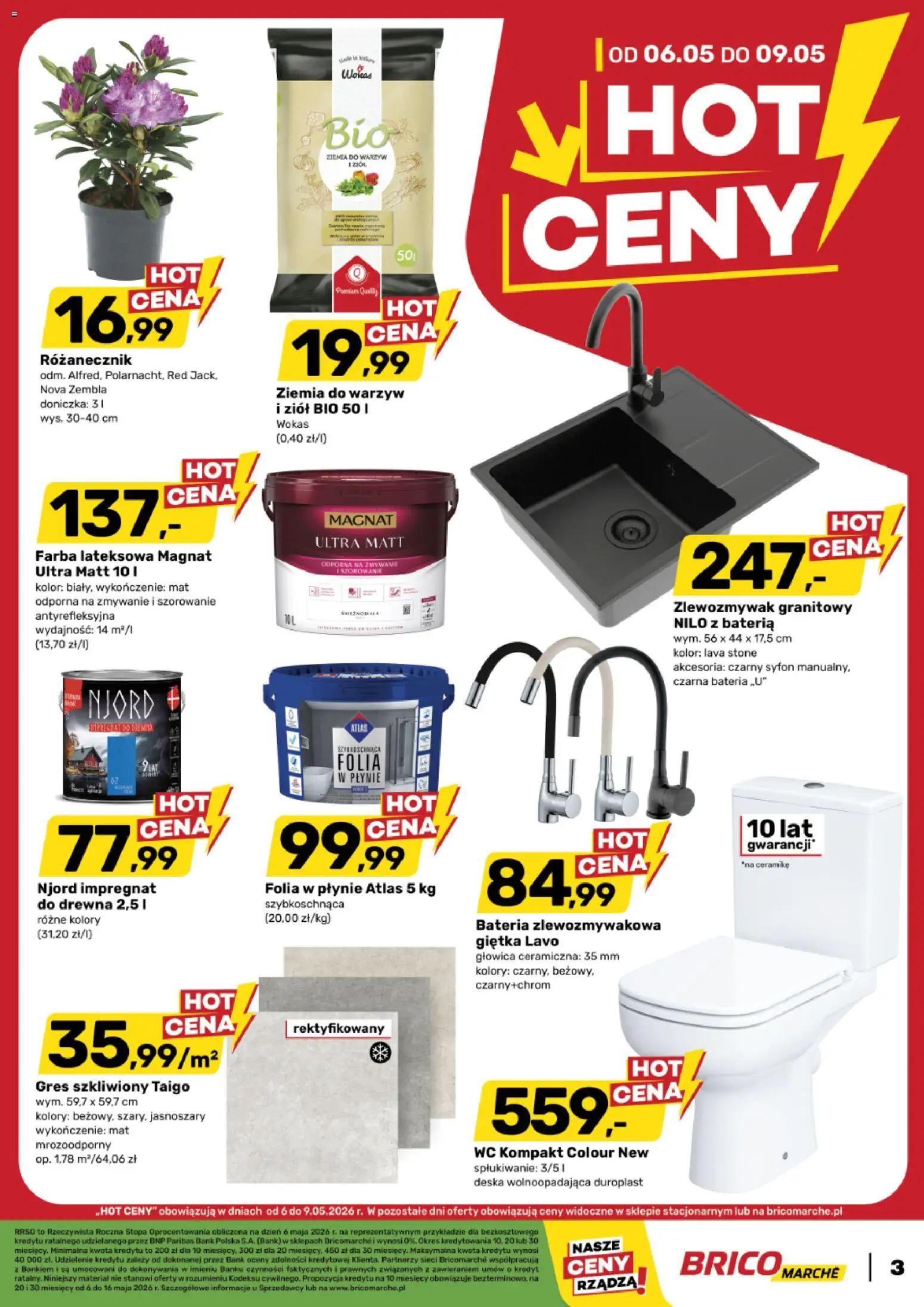 Brico Marché gazetka - Hot ceny od 06.05.2026 | Strona: 3 | Produkty: Ziemia, Bateria, Doniczka