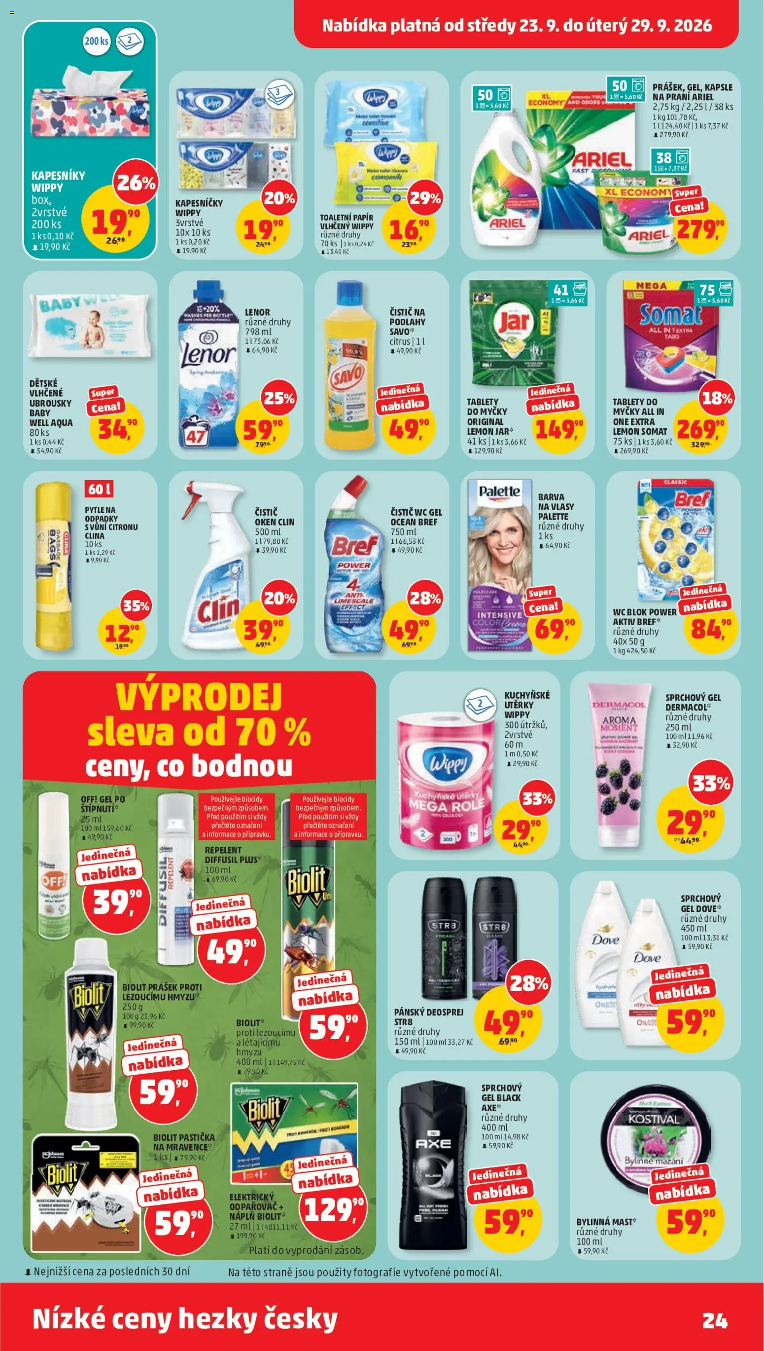 Penny Market leták od 23.09.2026 | Strana: 24 | Produkty: Toaletní papír, Ubrousky, Blok, Repelent