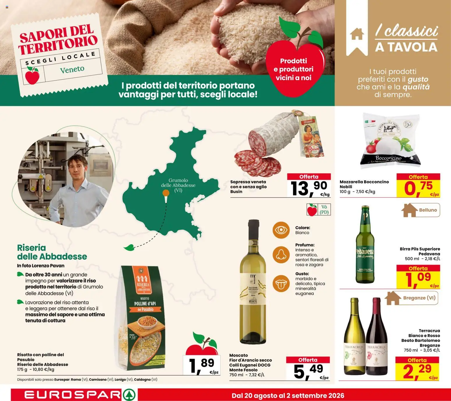 Volantino Eurospar del 20/08/2026 | Pagina: 10 | Prodotti: Birra, Riso, Mozzarella, Profumo