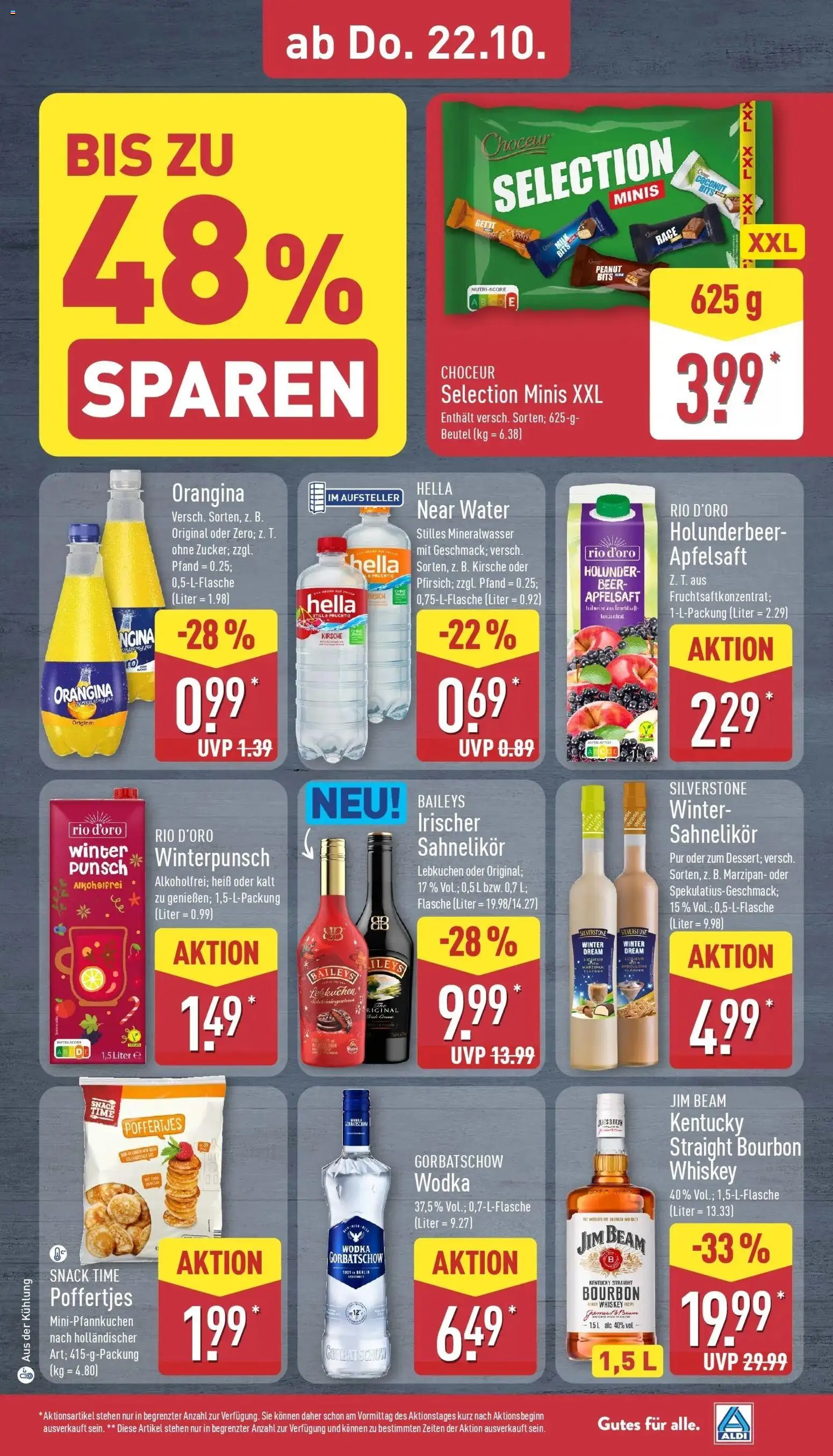 Aldi Aktueller Prospekt (ab 19.10.2026) » Angebote Online | Seite: 35 | Produkte: Jim beam, Apfelsaft, Mineralwasser, Bourbon