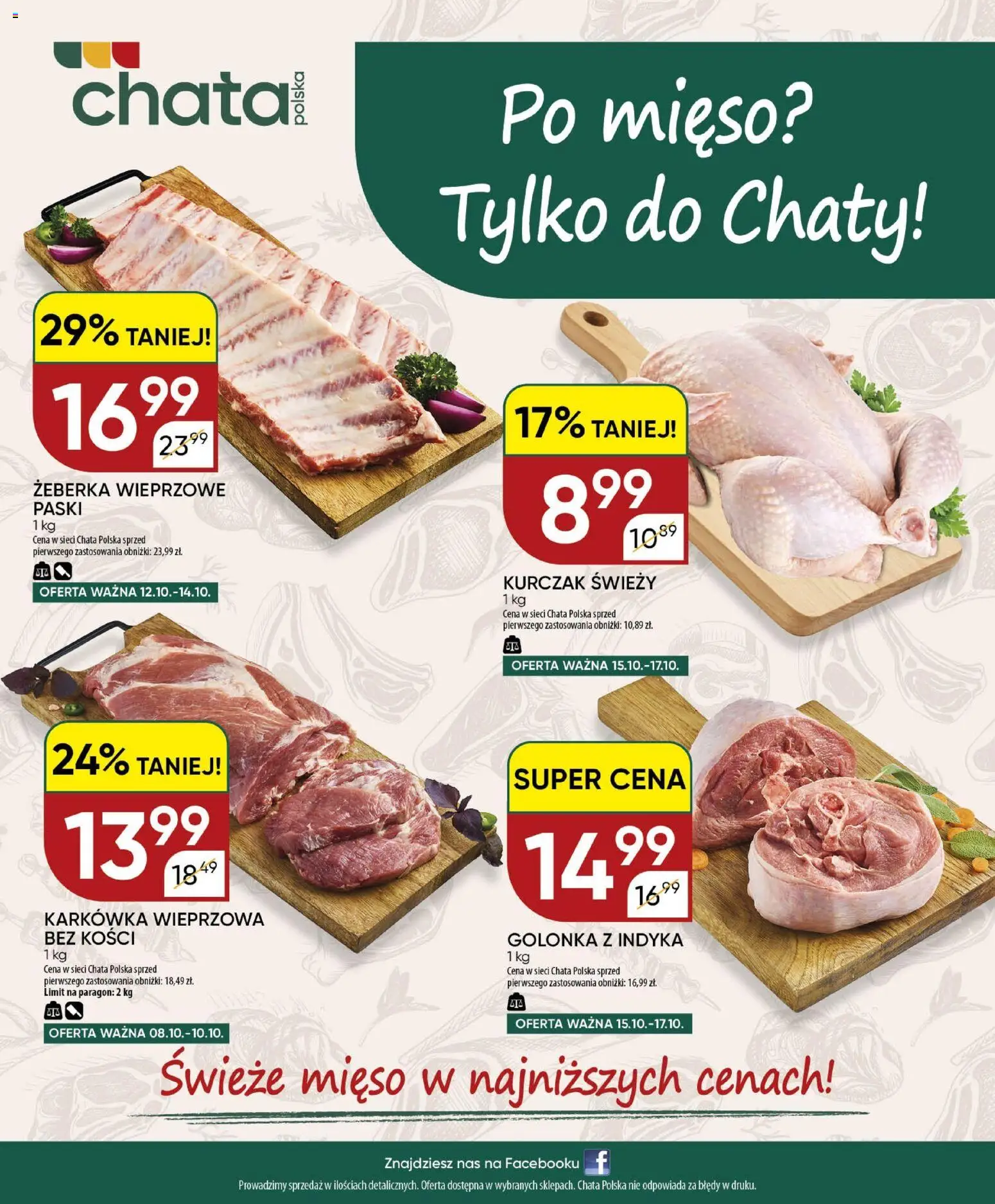 Chata Polska gazetka od 08.10.2026 | Strona: 20 | Produkty: Golonka, Żeberka, Żeberka wieprzowe, Mięso