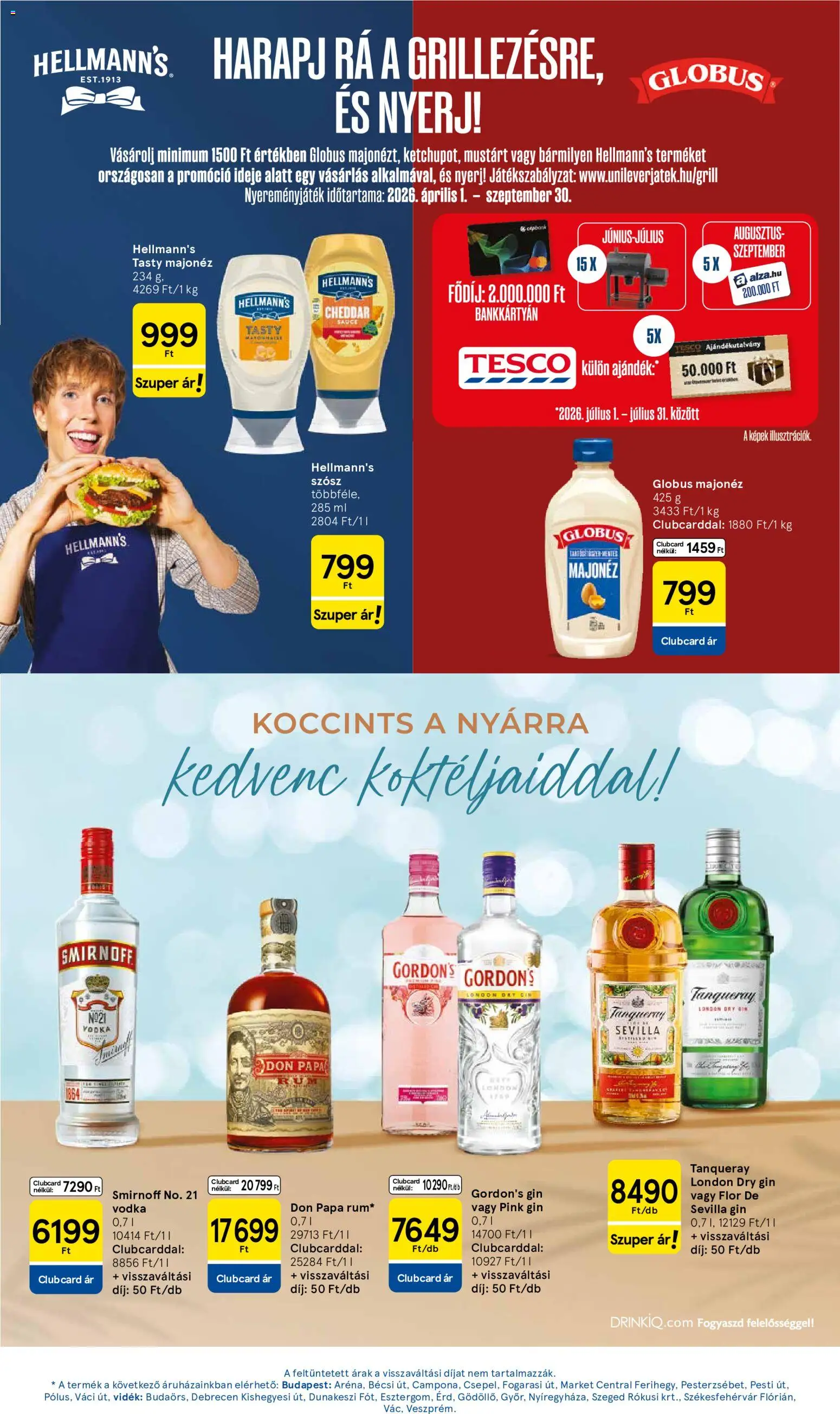 Tesco akciós ujság - amely érvényes a következő dátumtól: 2026.08.06. | Oldal: 25 | Termékek: Gin, Vodka, Majonéz, Szósz
