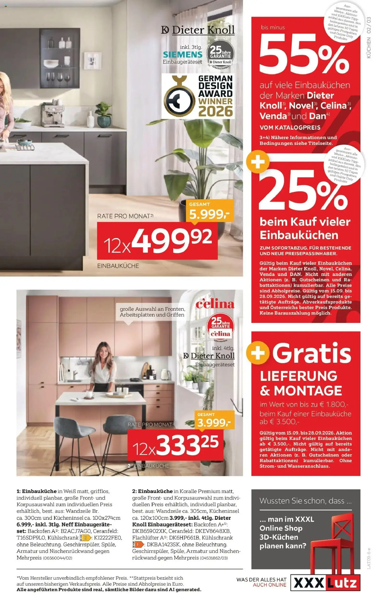 XXXLutz Küchen von 15.09.2026 - Aktuelle Angebote | Seite: 3 | Produkte: Kühlschrank