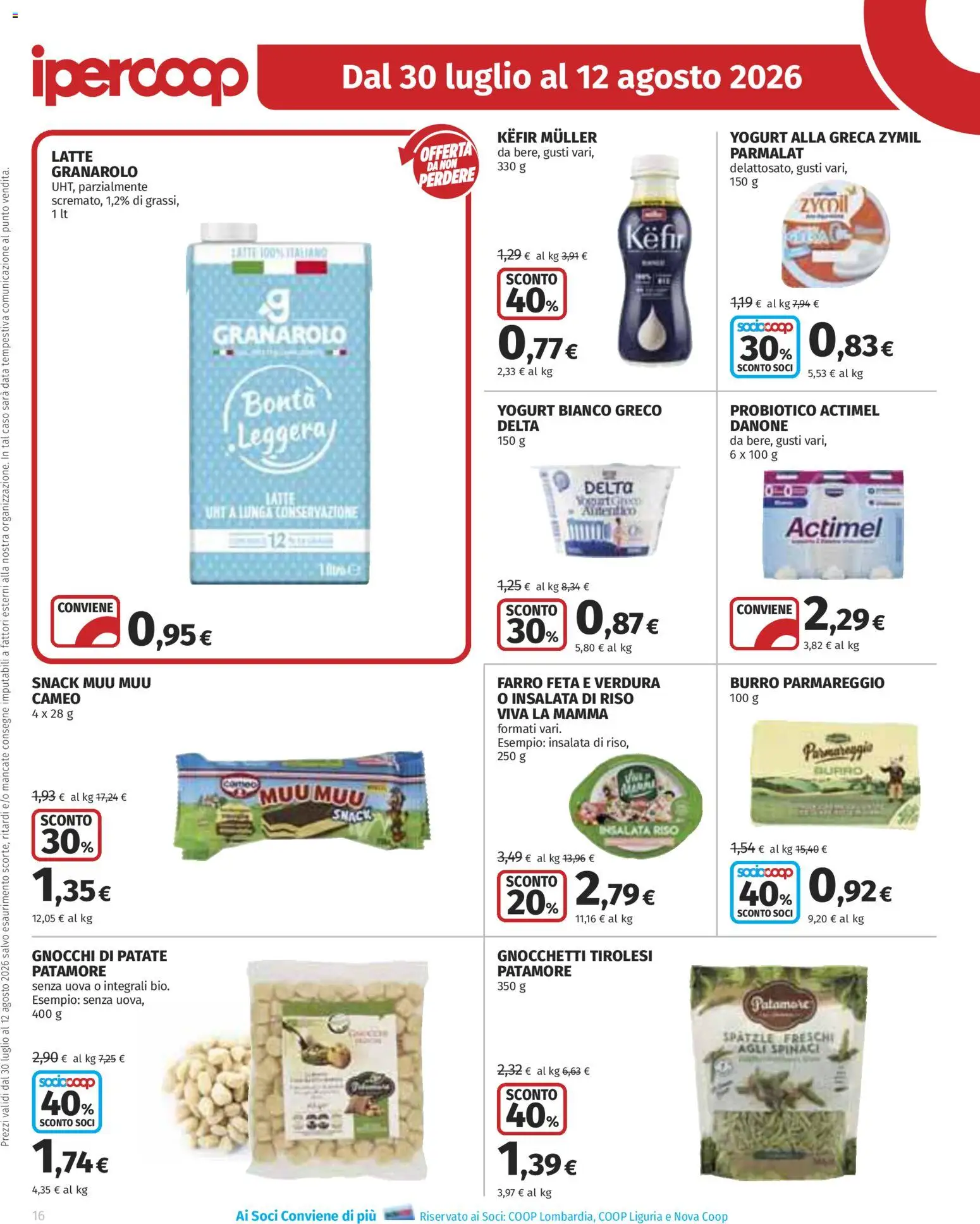 Volantino Ipercoop del 30/07/2026 | Pagina: 16 | Prodotti: Uova, Riso, Latte, Insalata di riso