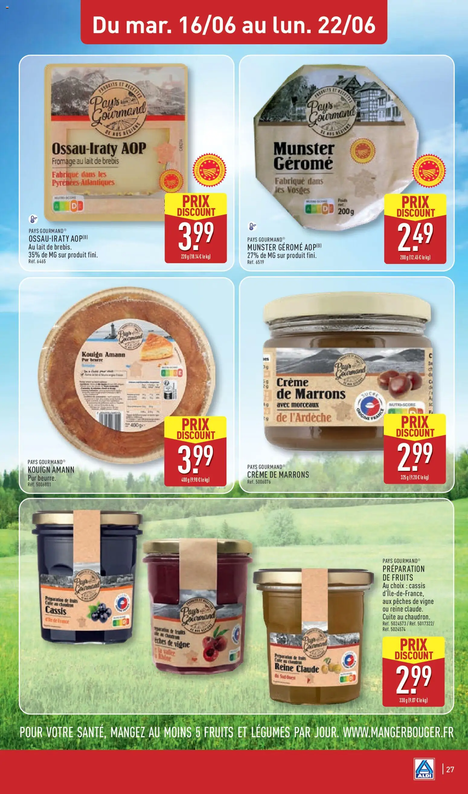 {H1} | Page: 29 | Produits: Cassis, Lait, Fromage, Crème