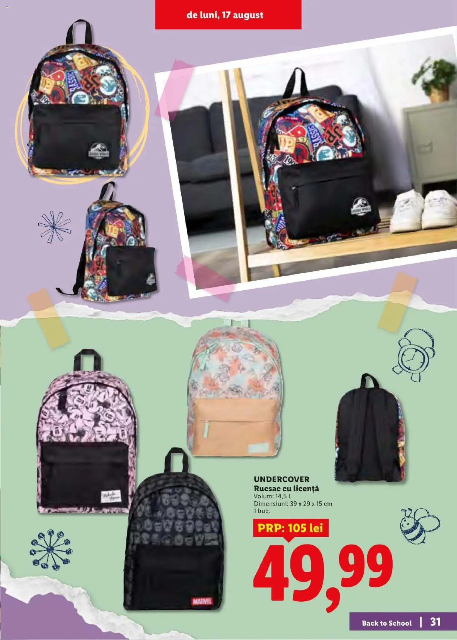 Noul catalog Lidl – valabil de la 10.08.2026 | Pagină: 31 | Produse: Rucsac