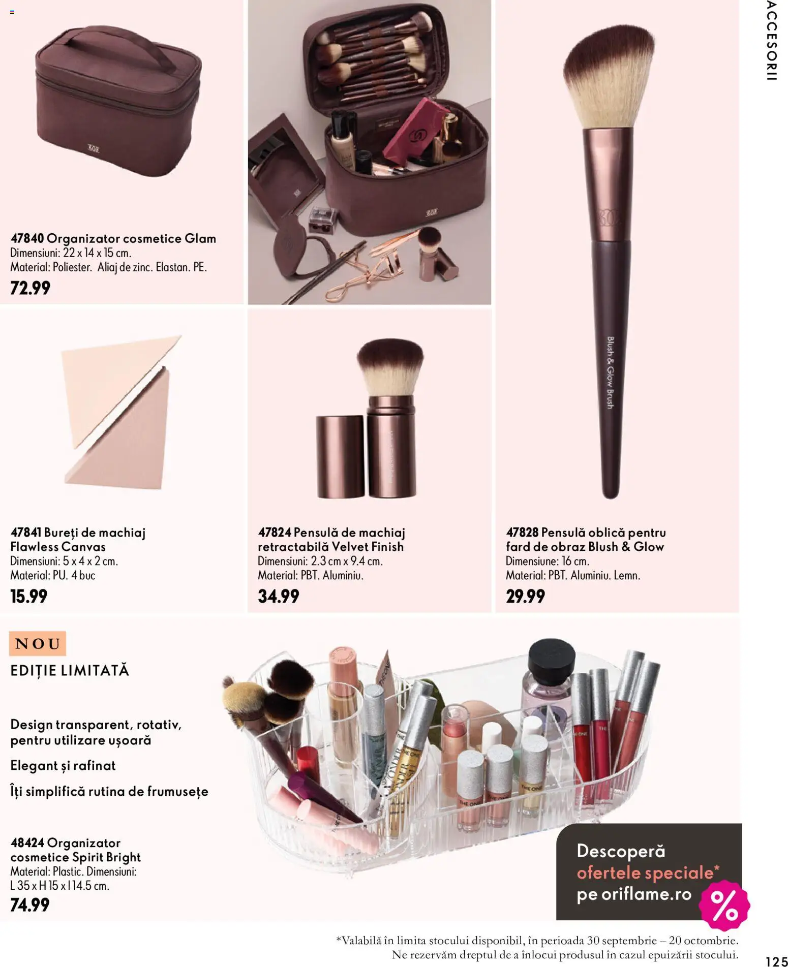 Noul catalog Oriflame – valabil de la 30.09.2026 | Pagină: 125 | Produse: Machiaj, Blush, Organizator