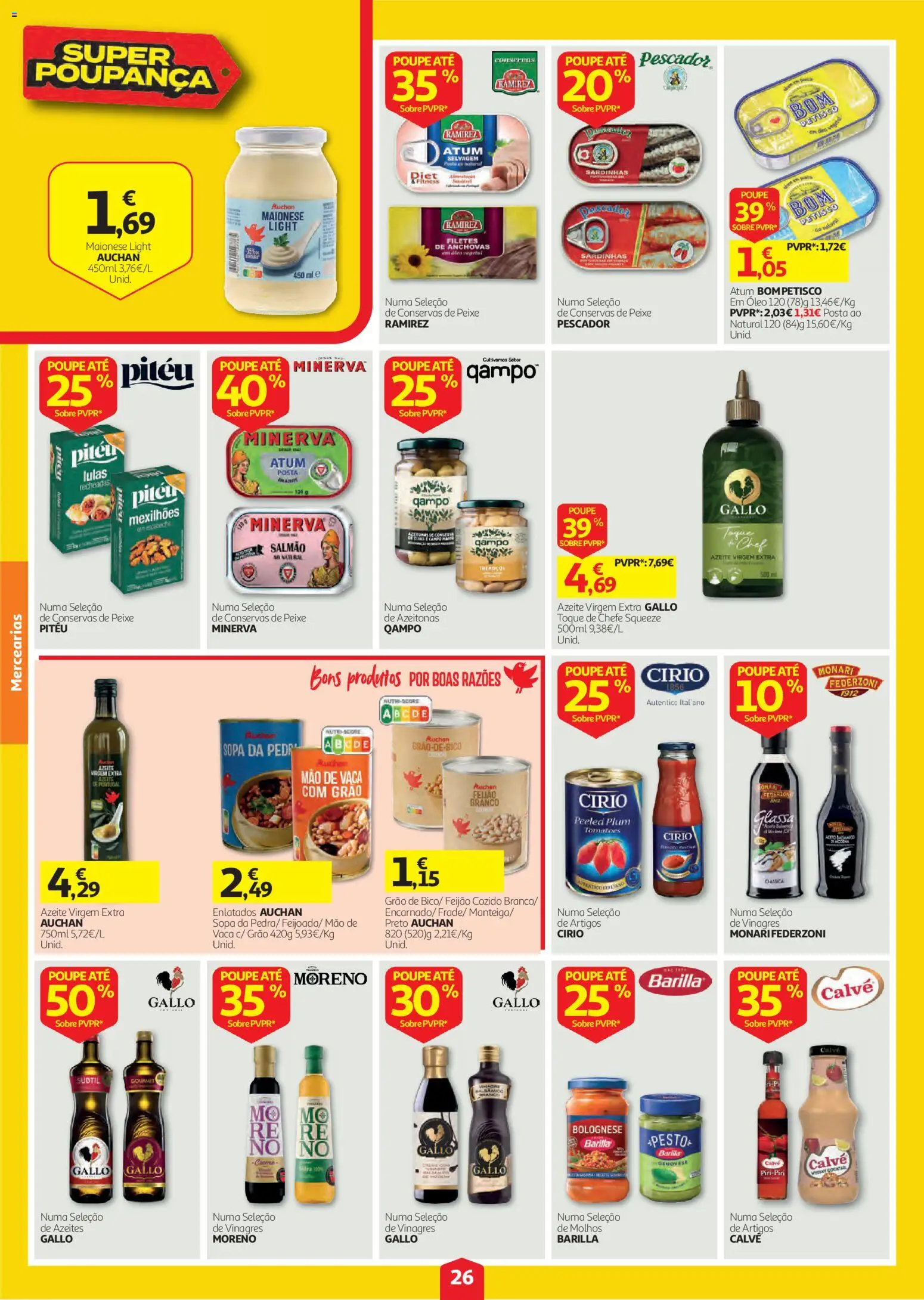 Auchan folheto │ válido de 08/10/2026 | Página: 26 | Produtos: Azeite, Lulas, Sardinhas, Maionese