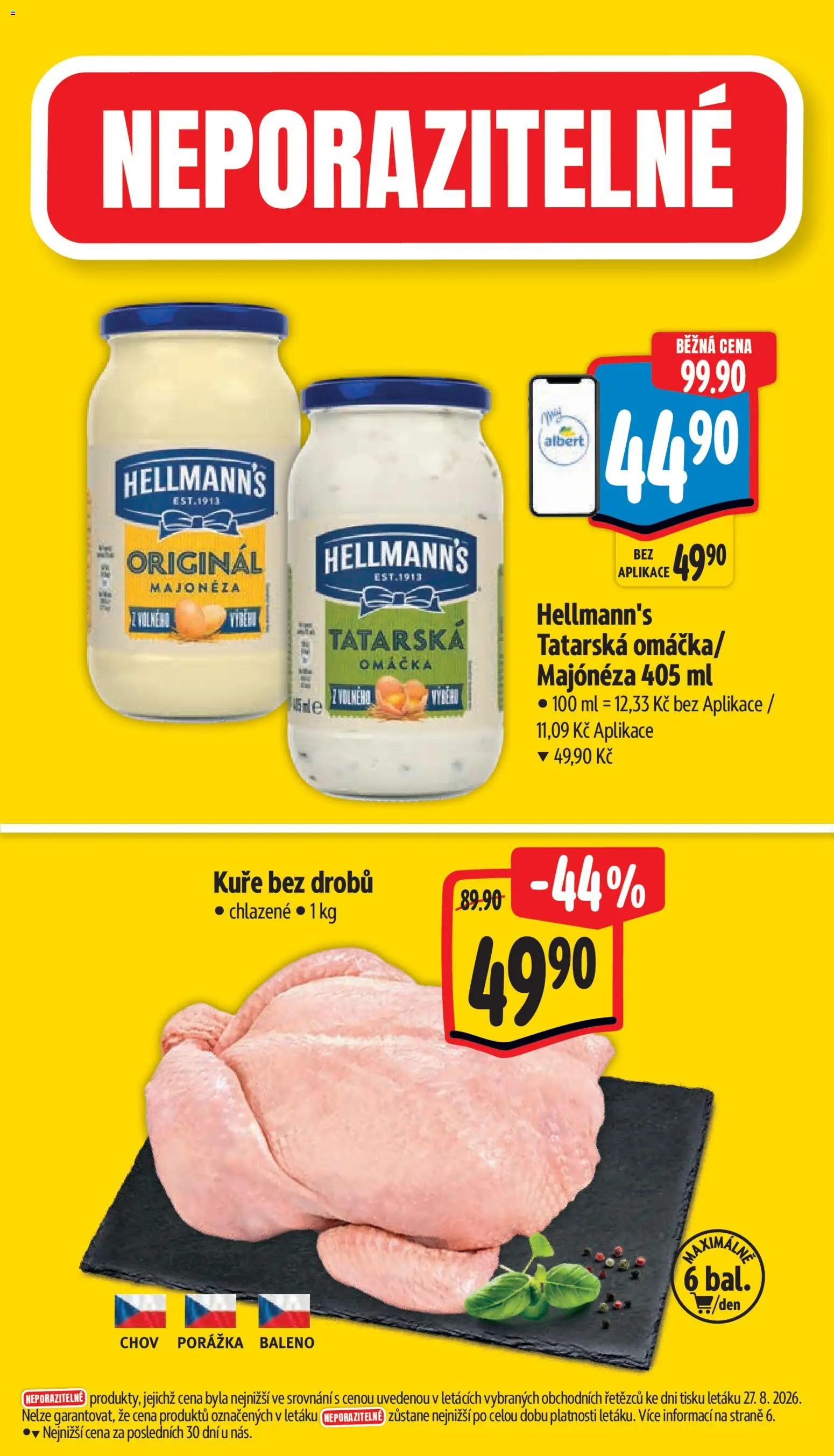 Albert leták - Supermarket od 02.09.2026 | Strana: 2 | Produkty: Hellmann's, Majonéza Hellmann's, Tatarská omáčka, Kuře