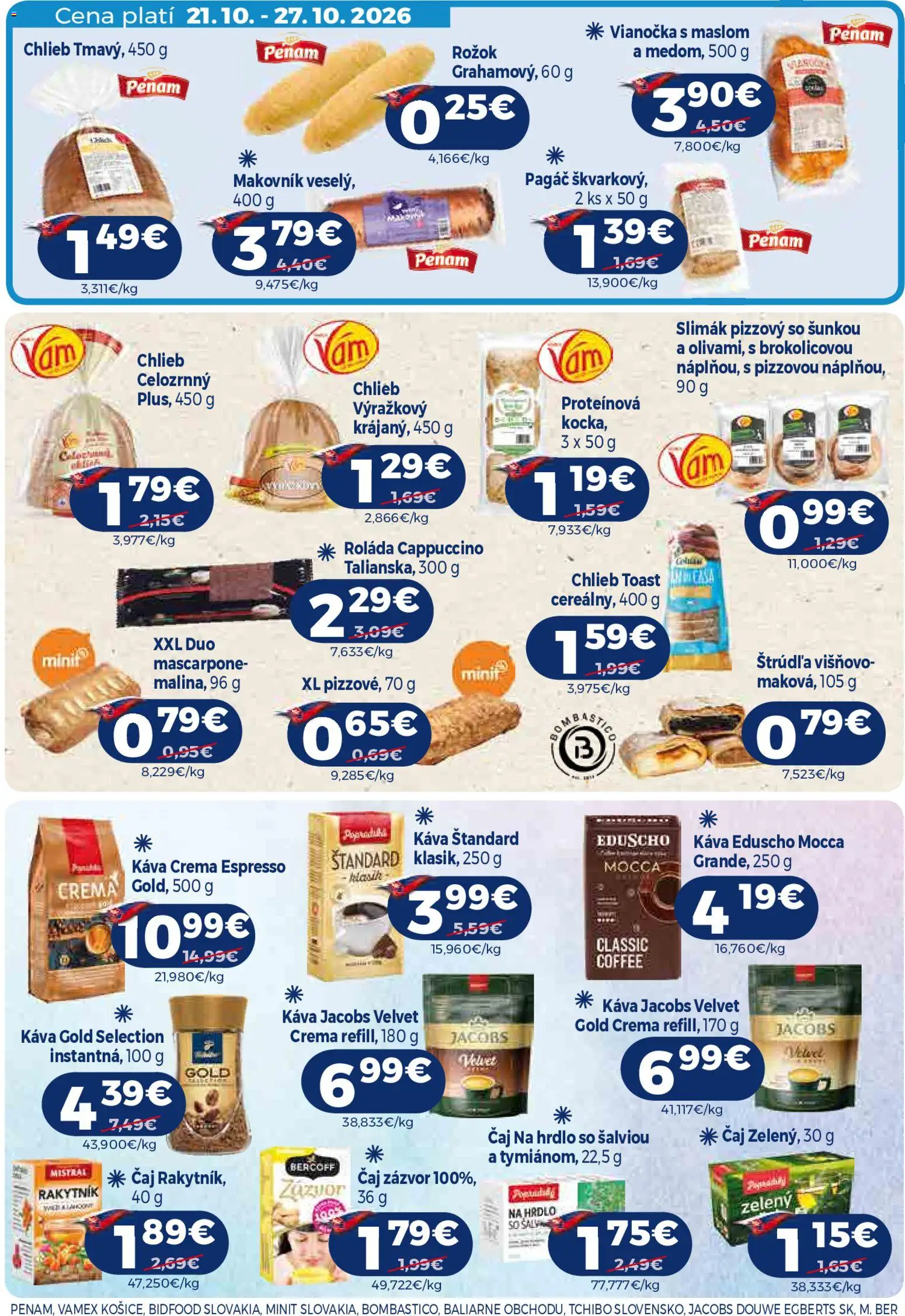 Nové Milk Agro akcie – leták je platný od 21.10.2026 | Strana: 9 | Produkty: Jacobs Velvet, Zázvor, Chlieb, Vianočka