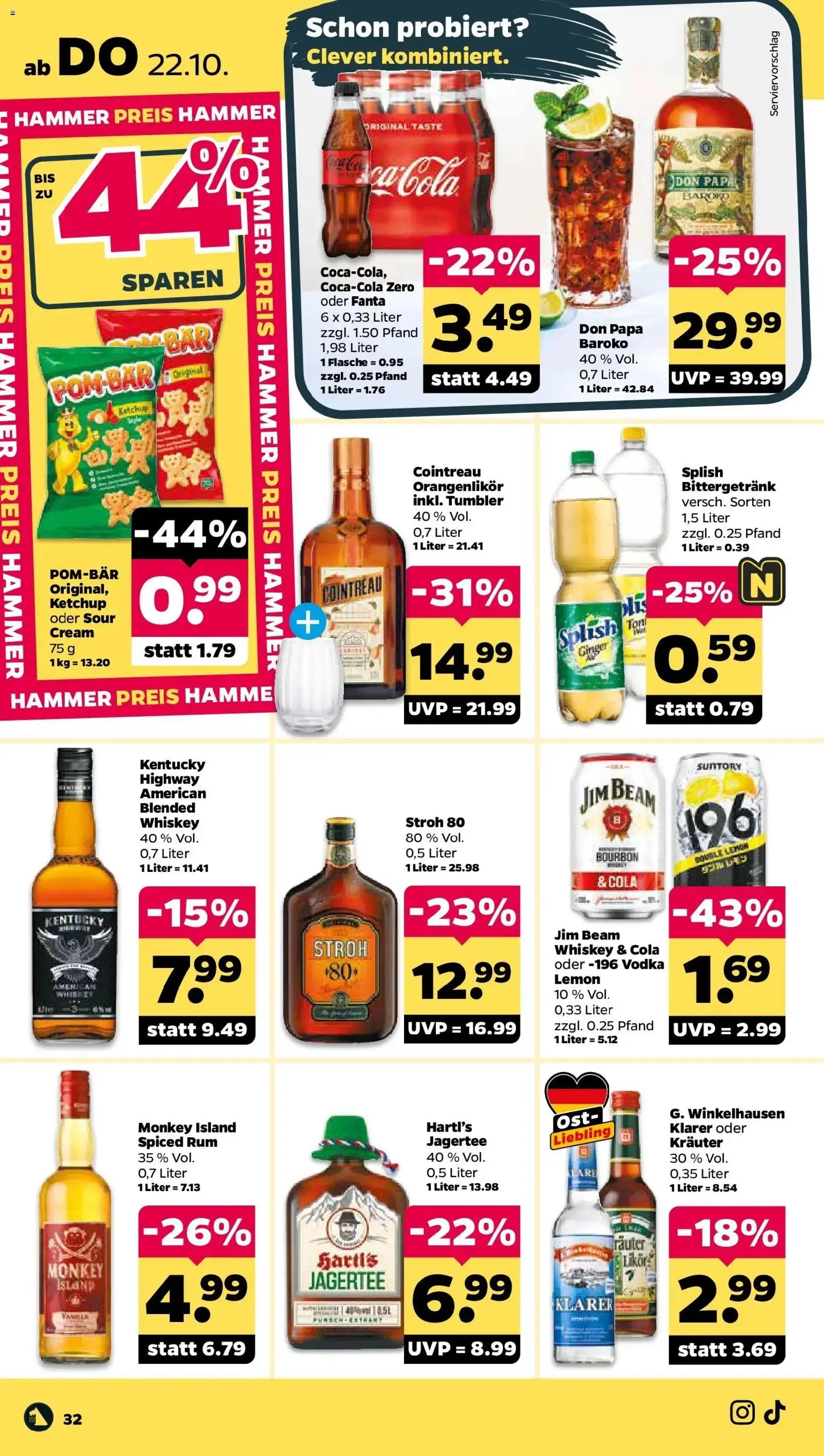 Netto Aktueller Prospekt ab 19.10.2026 → Angebote nächste Woche | Seite: 38 | Produkte: Fanta, Cola, Ketchup, Whiskey