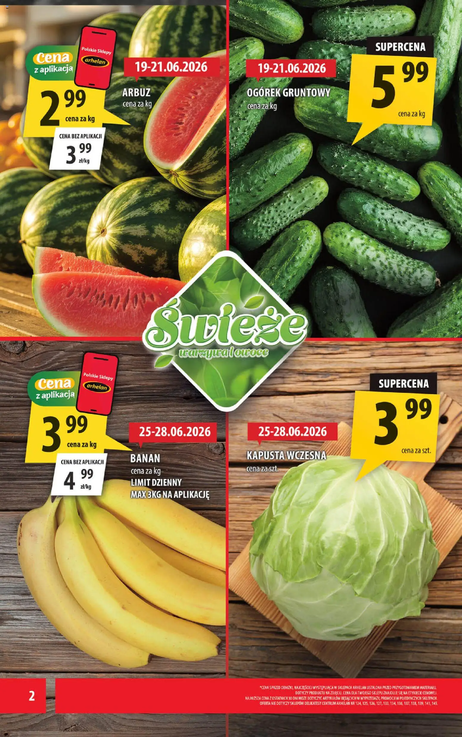 Arhelan gazetka od 19.06.2026 | Strona: 2 | Produkty: Kapusta, Arbuz, Delikatesy, Owoce
