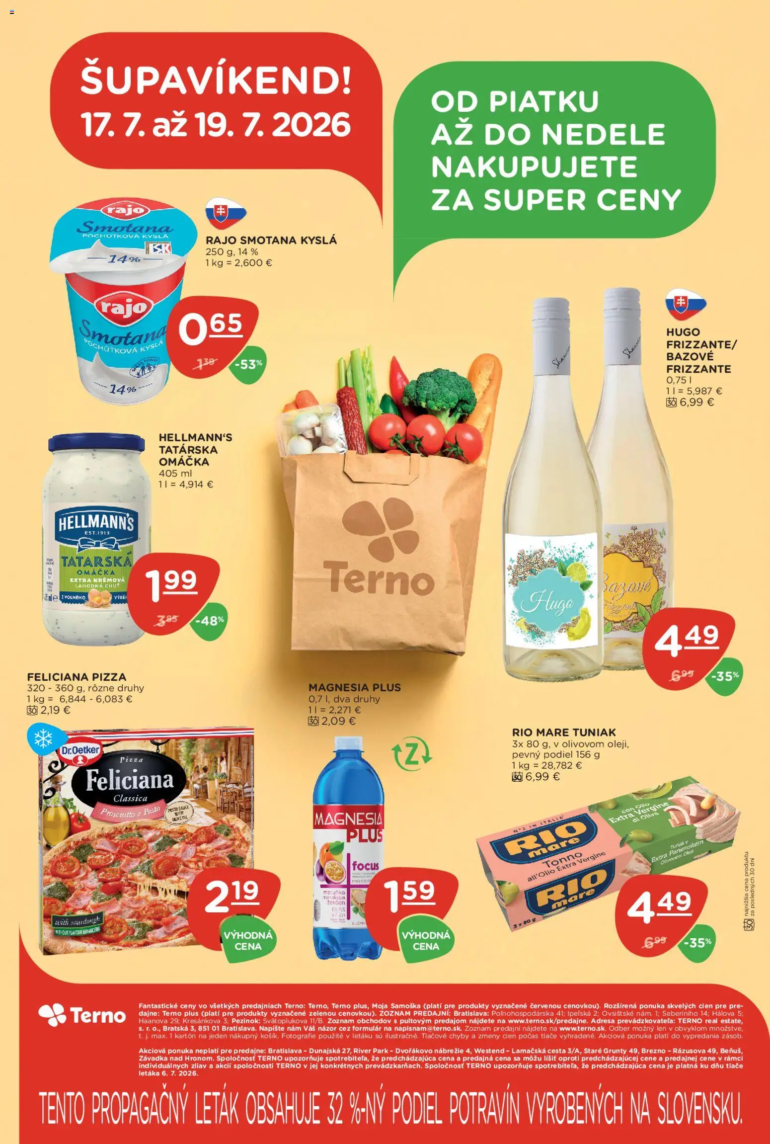 Nové Terno akcie – leták je platný od 16.07.2026 | Strana: 28 | Produkty: Tuniak, Pizza, Rio Mare, Tatárska omáčka