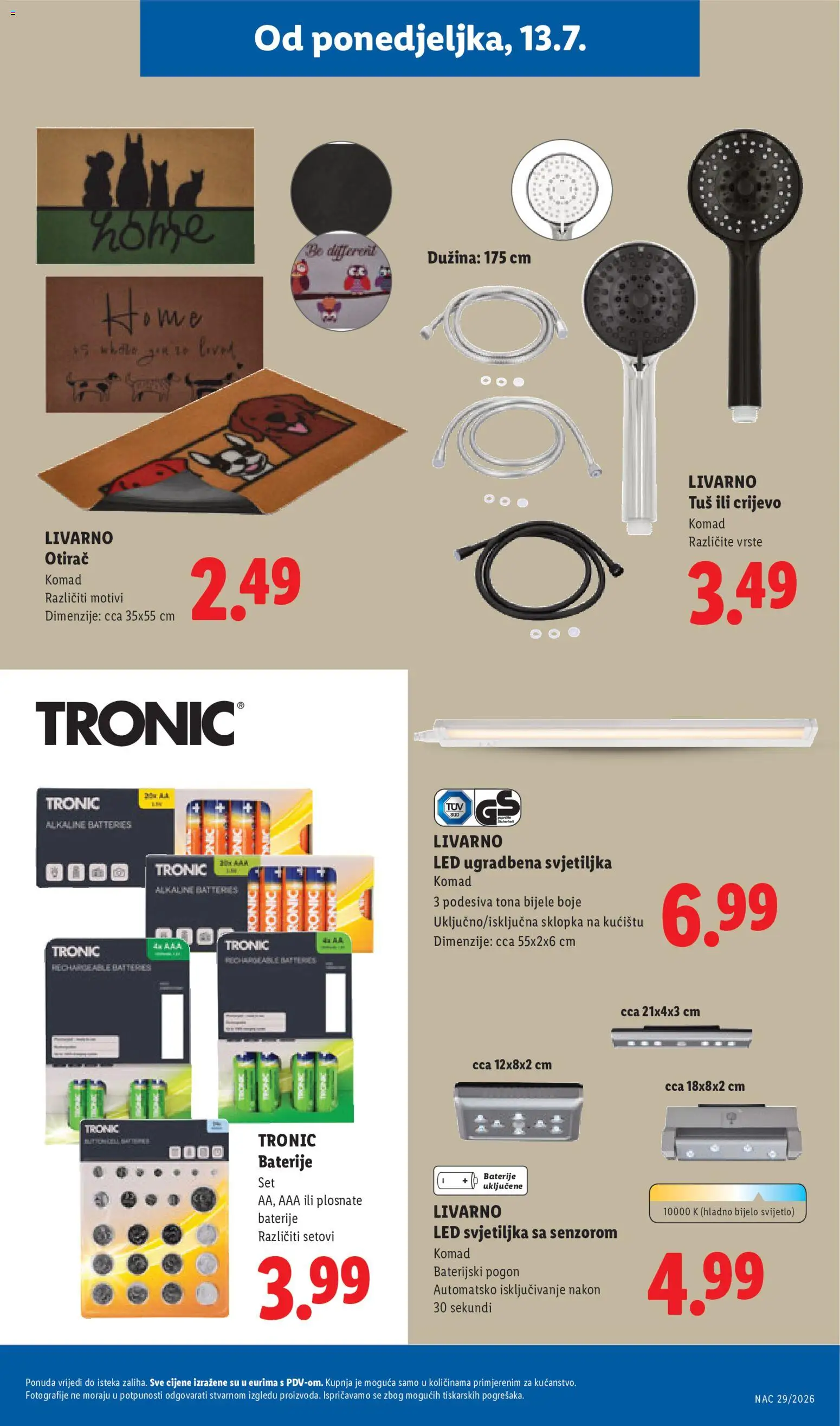 Lidl katalog | vrijedi od 13.07.2026 | Stranica: 37 | Proizvodi: Tuš, Otirač, Svjetiljka, Baterije