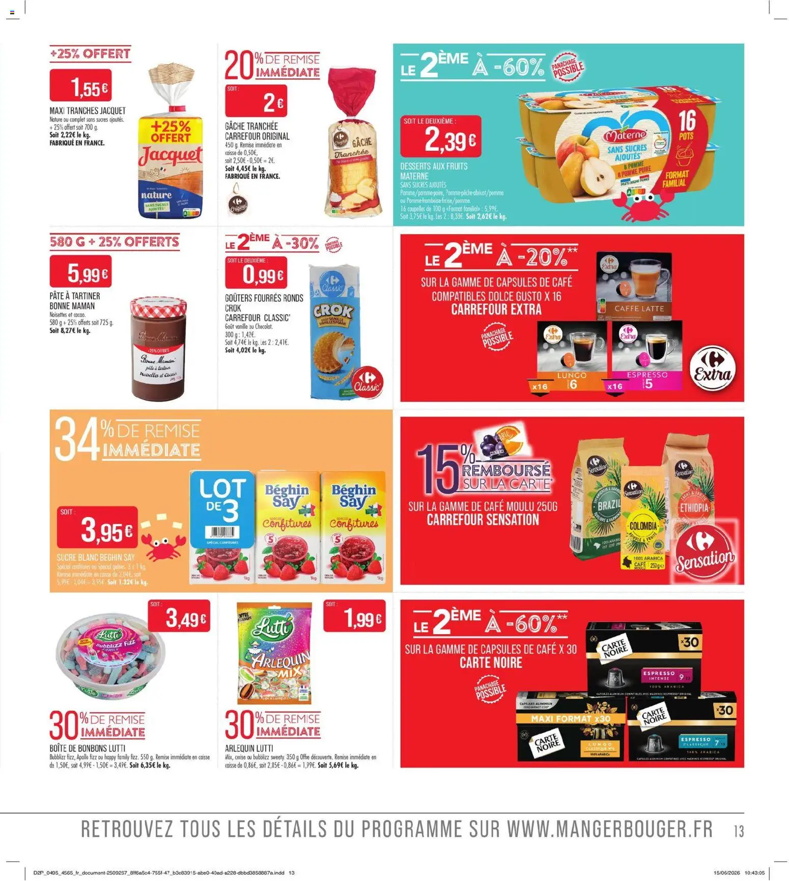 {H1} | Page: 13 | Produits: Pomme, Dolce Gusto, Sucre blanc, Bonbons