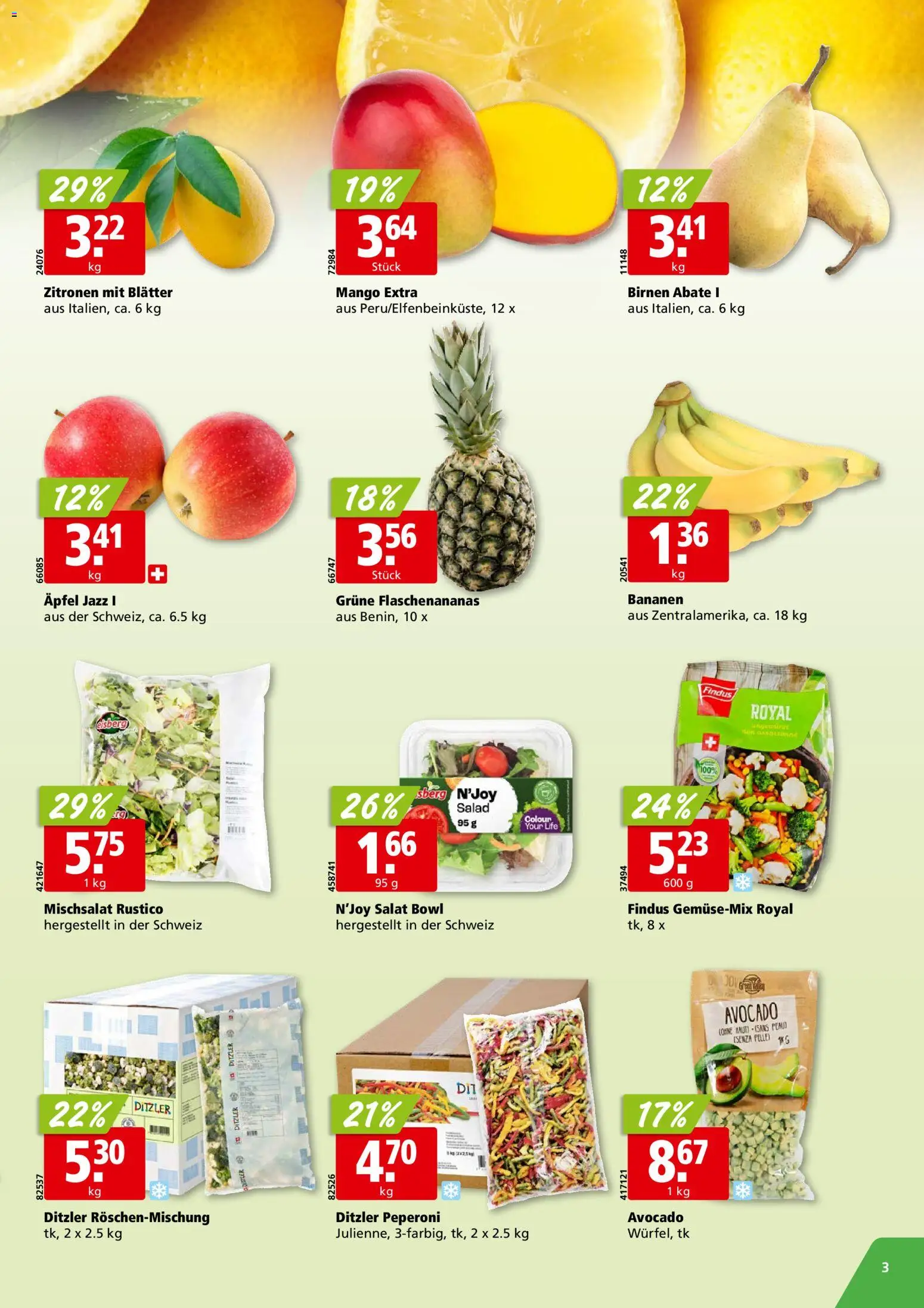 Aligro aktionen Chavannes, Matran, Genf, Sitten – gültig ab 20.04.2026 | Seite: 3 | Produkte: Kammerjunker, Äpfel, Bananen, Salat