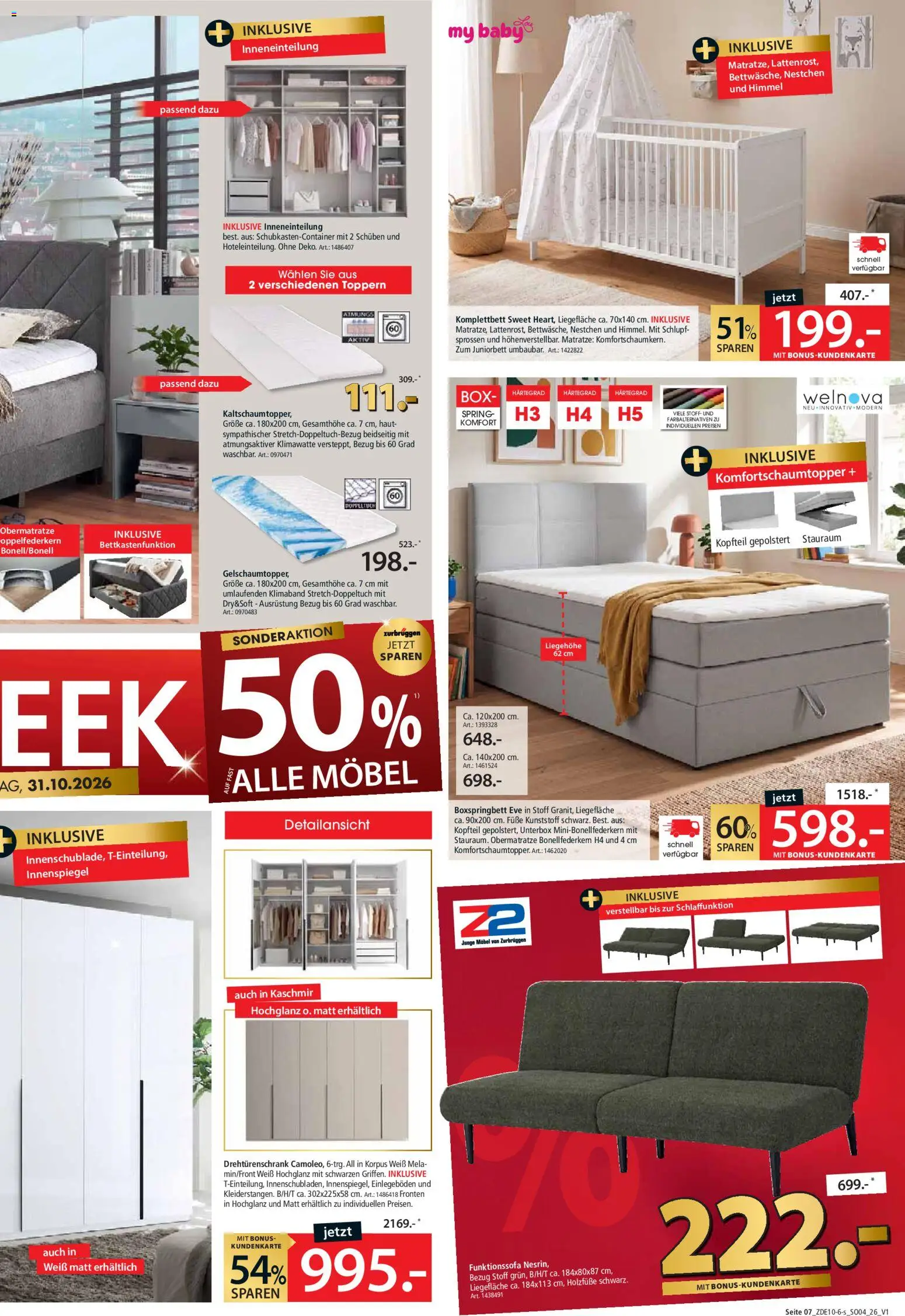 Zurbrüggen Red shopping week – gültig ab 16.10.2026 | Seite: 9 | Produkte: Matratze, Drehtürenschrank, Boxspringbett, Box