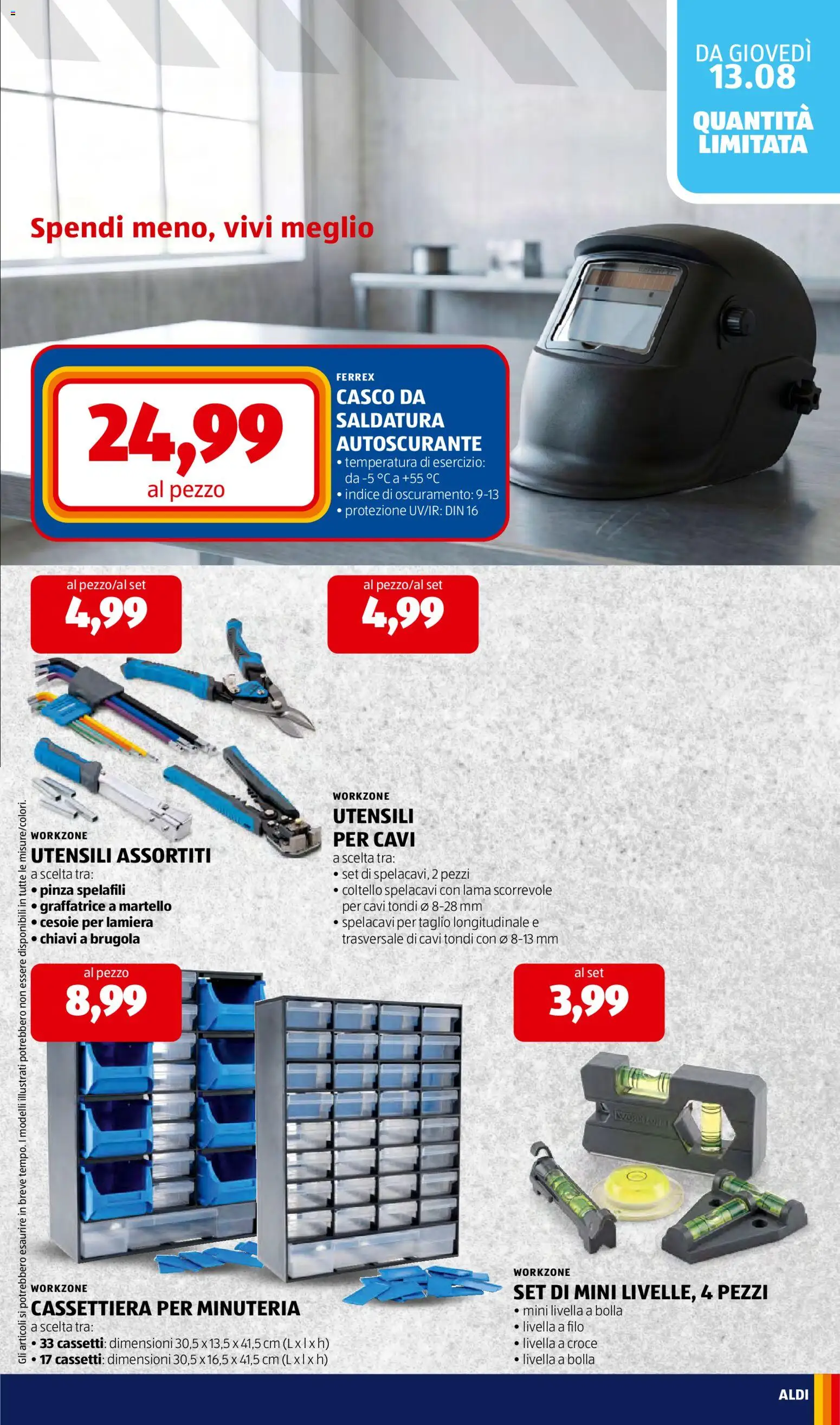 Volantino Aldi del 10/08/2026 | Pagina: 29 | Prodotti: Taglio, Martello, Cassettiera