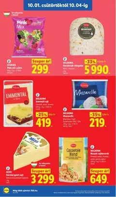 EISBERG Pink mix saláta, 80 g; 1 kg = 3738 Ft - amely érvényes a következő dátumtól: 2026.10.01. | Oldal: 8 | Termékek: Kecskesajt, Gouda, Cheddar, Saláta