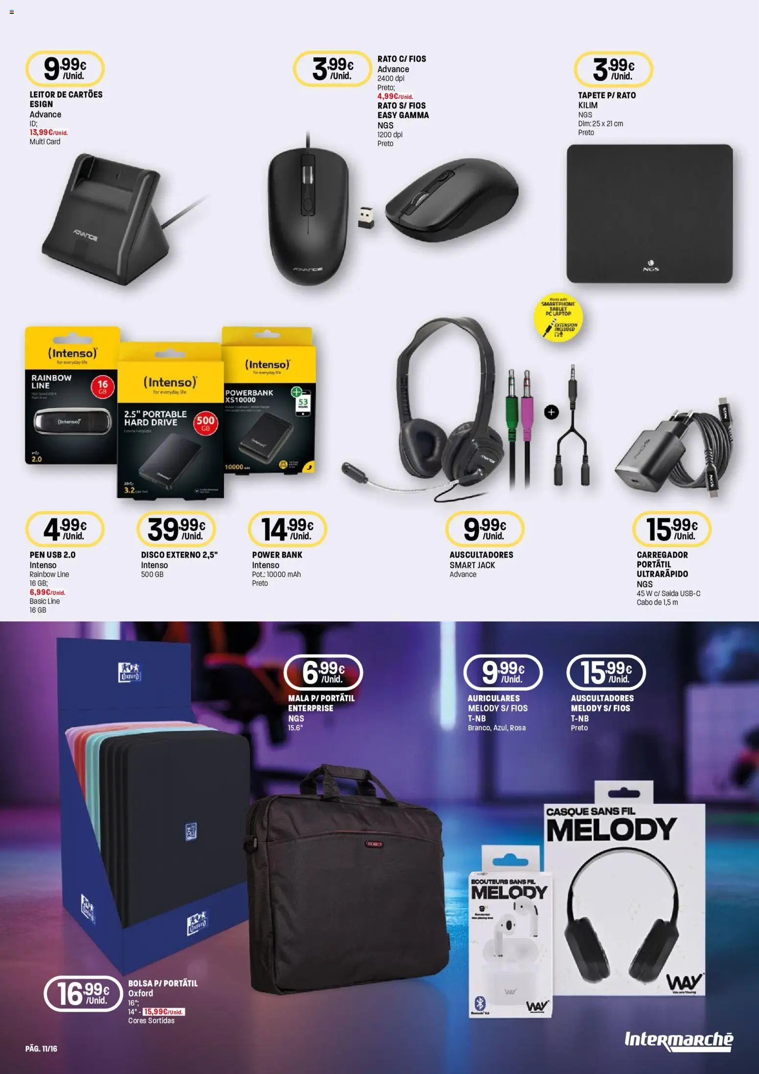 Intermarché Especial Regresso às Aulas │ válido de 20/08/2026 | Página: 11 | Produtos: Cabo, Bolsa, Laptop, Tablet