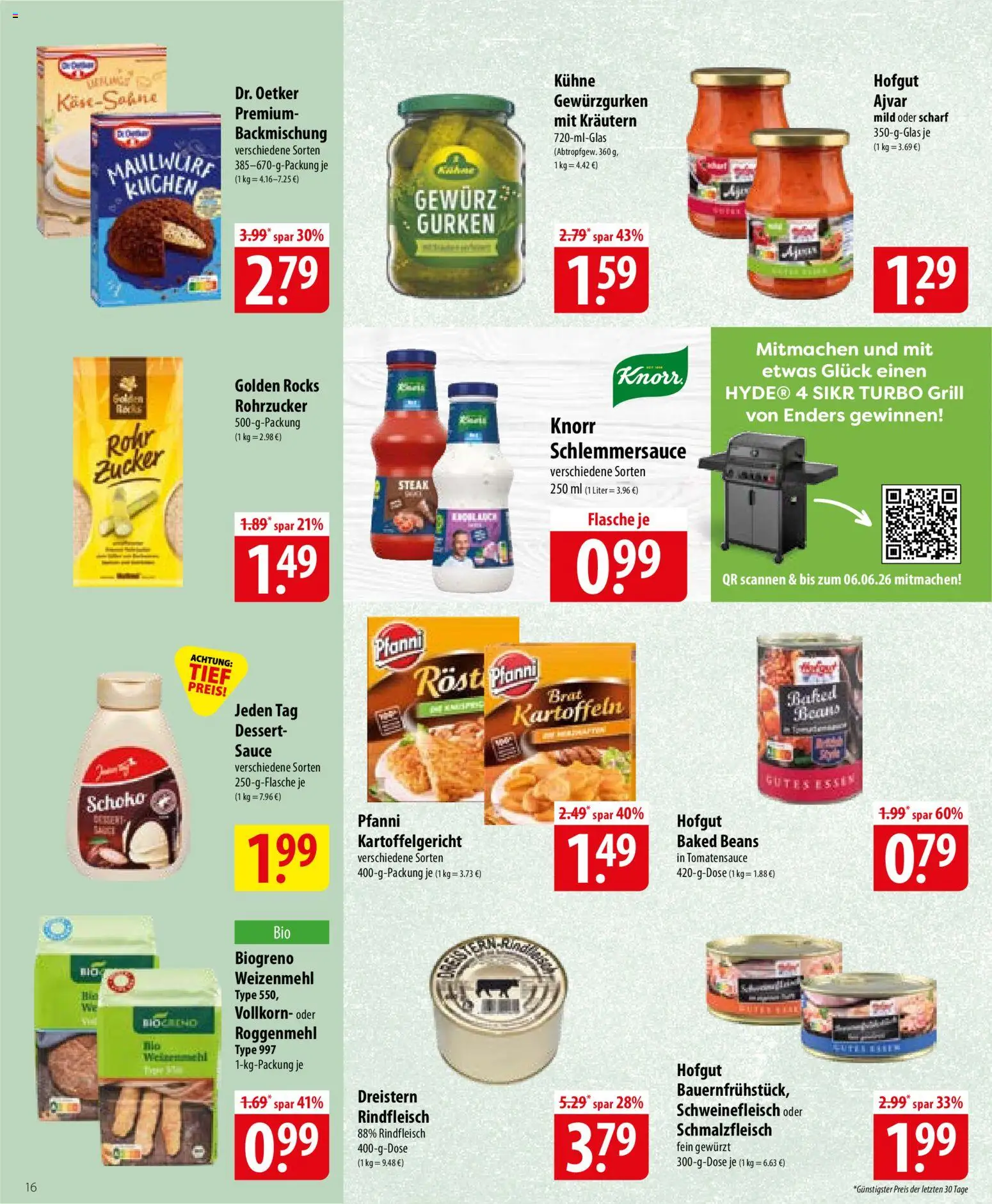 Famila Prospekt 	 – gültig ab 26.05.2026 | Seite: 16 | Produkte: Weizenmehl, Knorr, Schweinefleisch, Kuchen