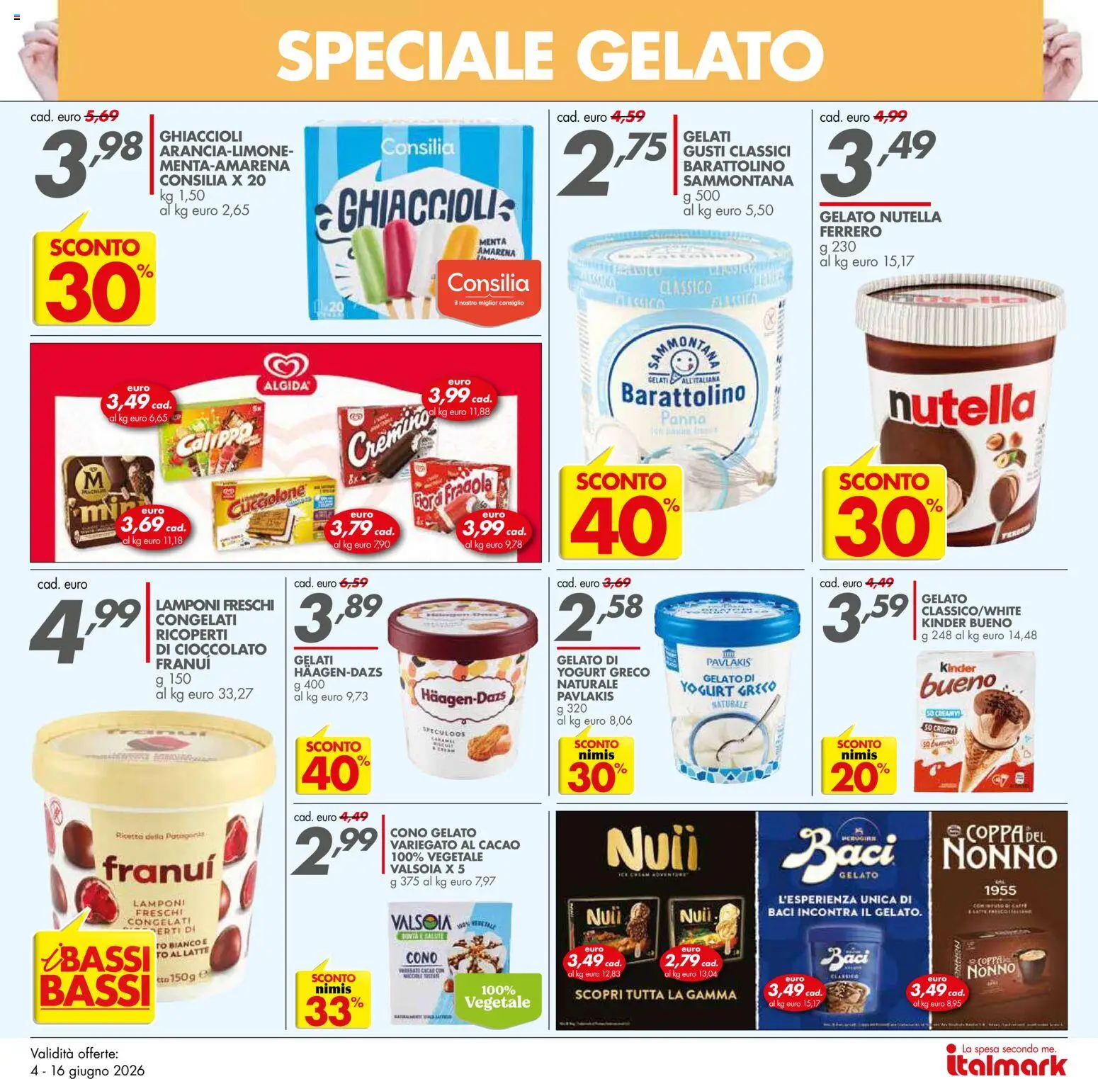 Volantino Italmark del 04.06.2026 | Pagina: 9 | Prodotti: Lamponi, Latte, Nutella, Menta
