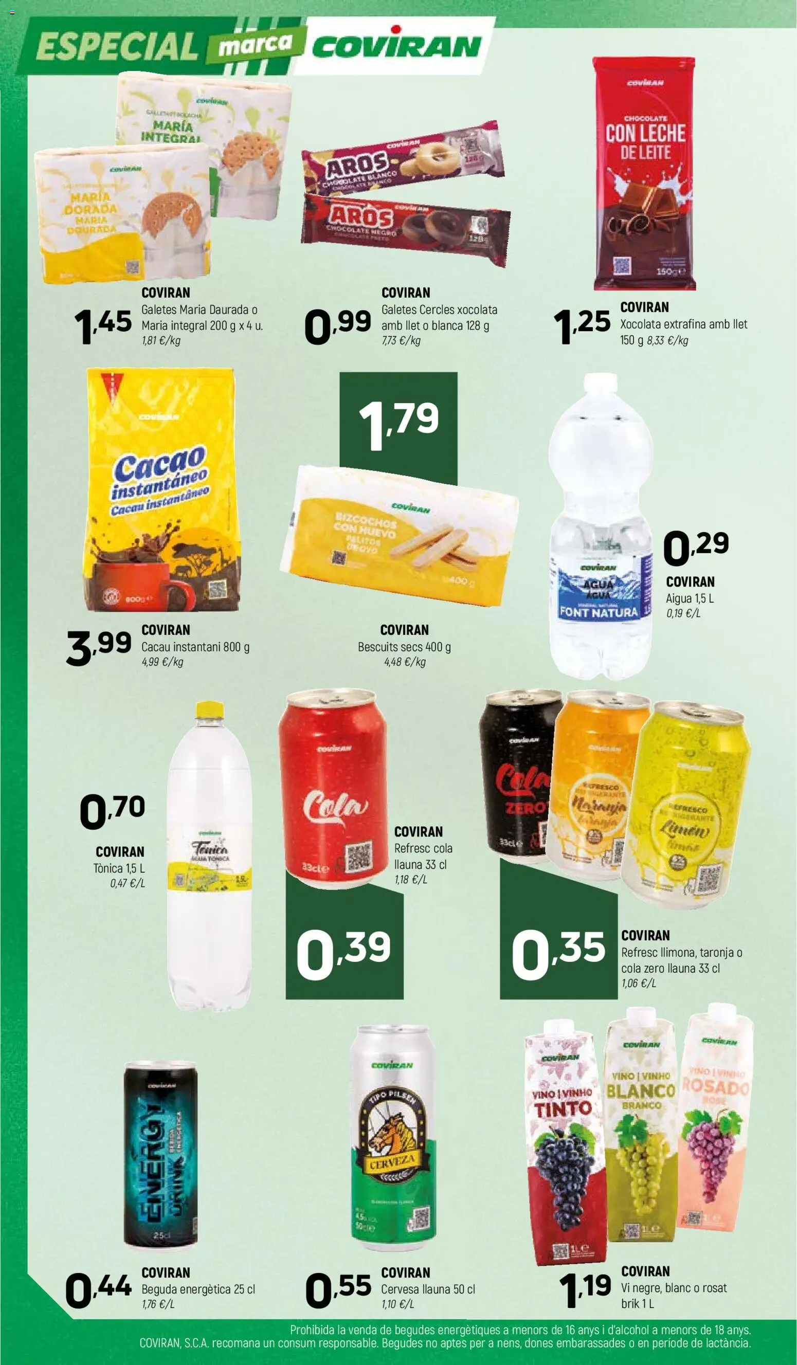 Coviran Ofertas │ válido desde el 06/10/2026 | Página: 8 | Productos: Tónica, Venda, Chocolate blanco, Bizcochos