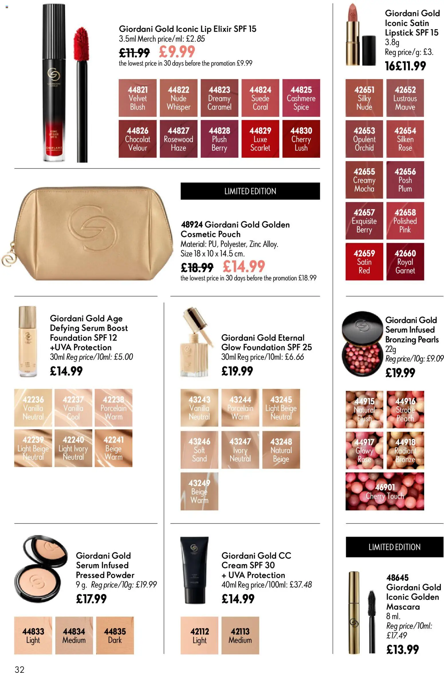 {H1} | Page: 32 | Products: Powder, Mascara, Lipstick, Cream