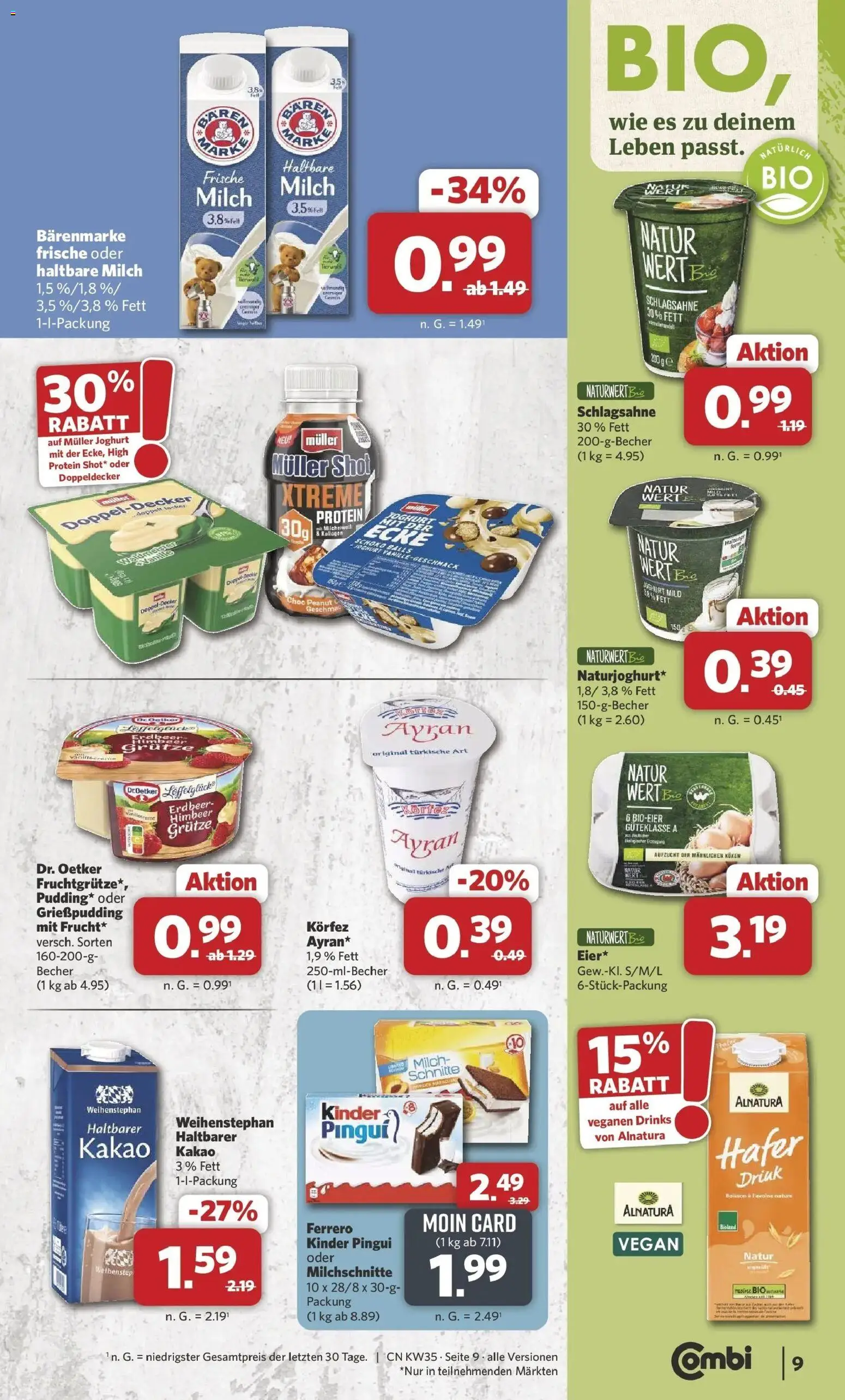Combi Prospekt Celle (ab 24.08.2026) zum Blättern | Seite: 11 | Produkte: Schlagsahne, Milch, Haltbare milch, Vanille