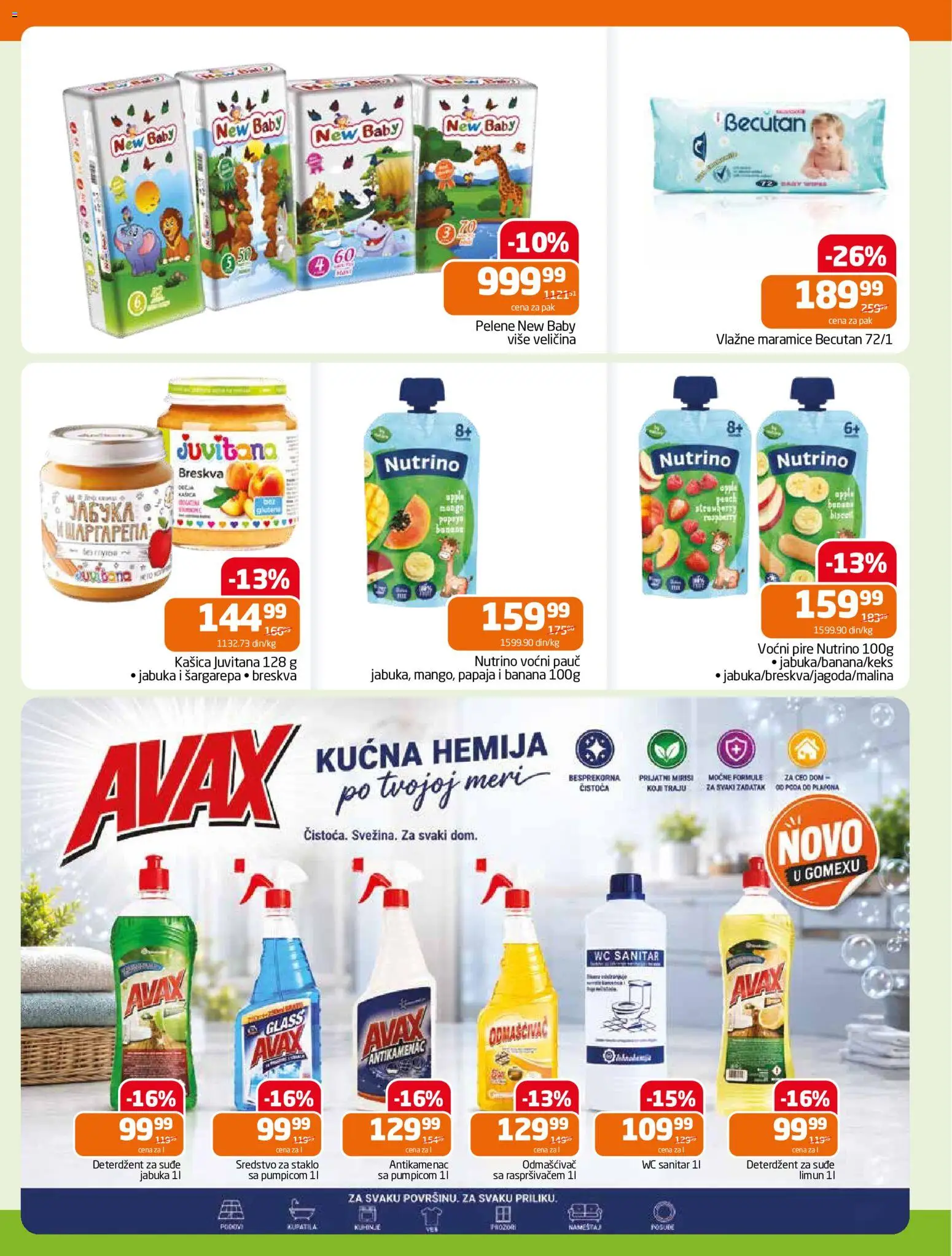 Gomex katalog - važi od 10.06.2026 | Strana: 24 | Proizvode: Banana, Limun, Vlažne maramice, Pelene